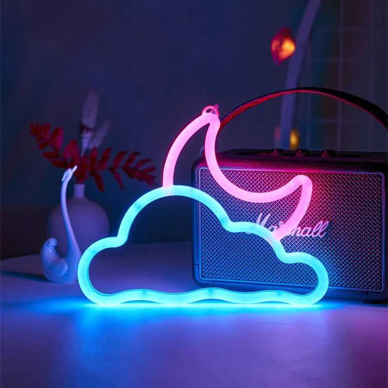 Moon Neon Signs Light LED Atmosphere Lighting with Base Wall Lamp for Birthday Party E-sports Room Camping Summer Decor XJ250626