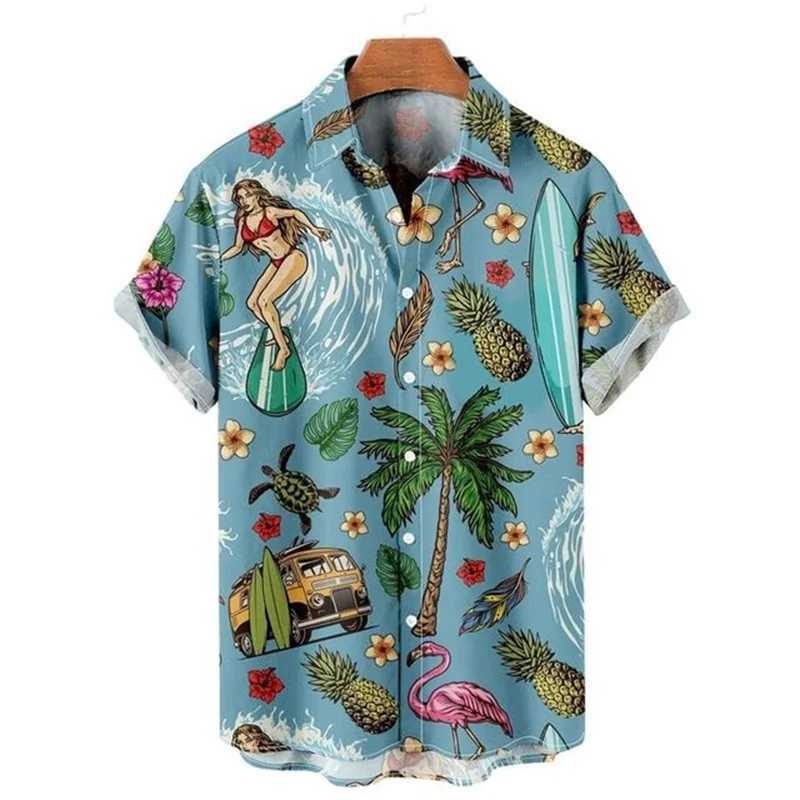2023 Summer Oversized Hawaiian High Quality Shirt Mens Designer Clothes Sailor Streetwear Mermaid Beach Outdoors Short Sleeve W250627