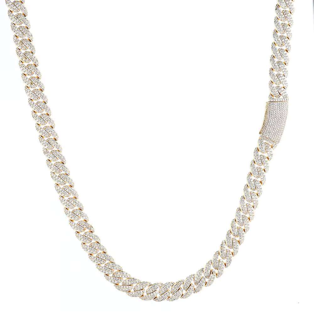 Customized Mens Hip-Hop 925 Sterling Silver VVS Moissanite Necklace Iced Out Full Diamond Miami Cuban Chain Trendy Jewelry