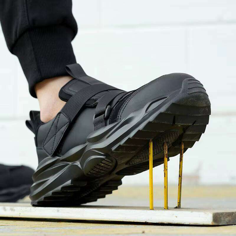 25 Hot Sales New Type Construction Worker Waterproof Leather Steel Toe Shoes, Light Black Ultra-fine Fiber Safety Shoes