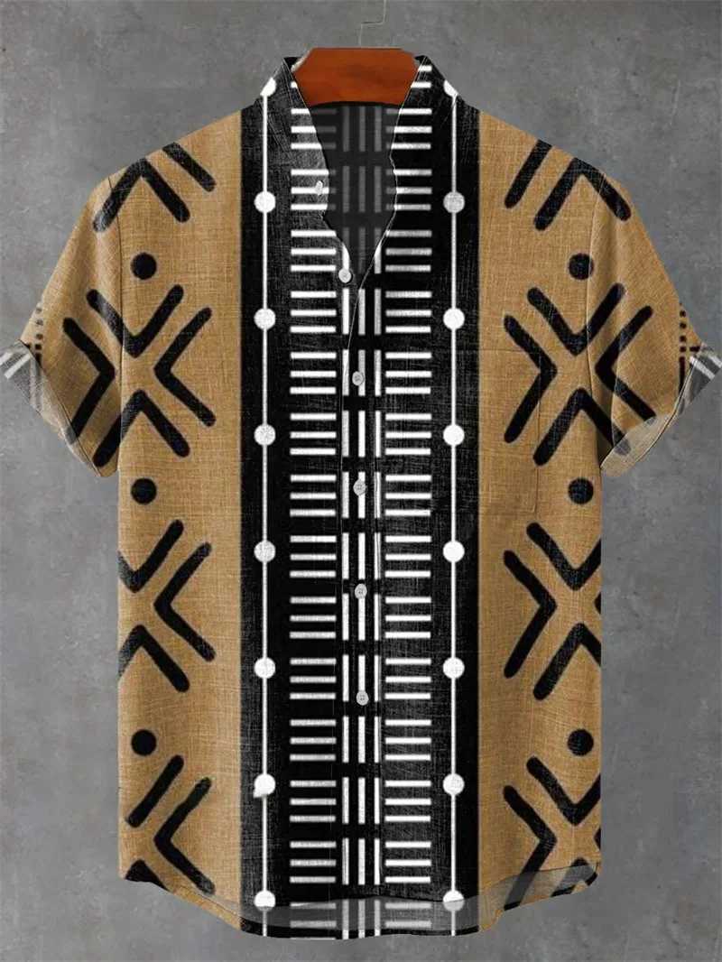 Mens Linen Shirt Retro Short Sleeved Top Fashionable Summer Casual Ethnic Clothing Shirt Plus Size Streetwear Shirts For Men W250627