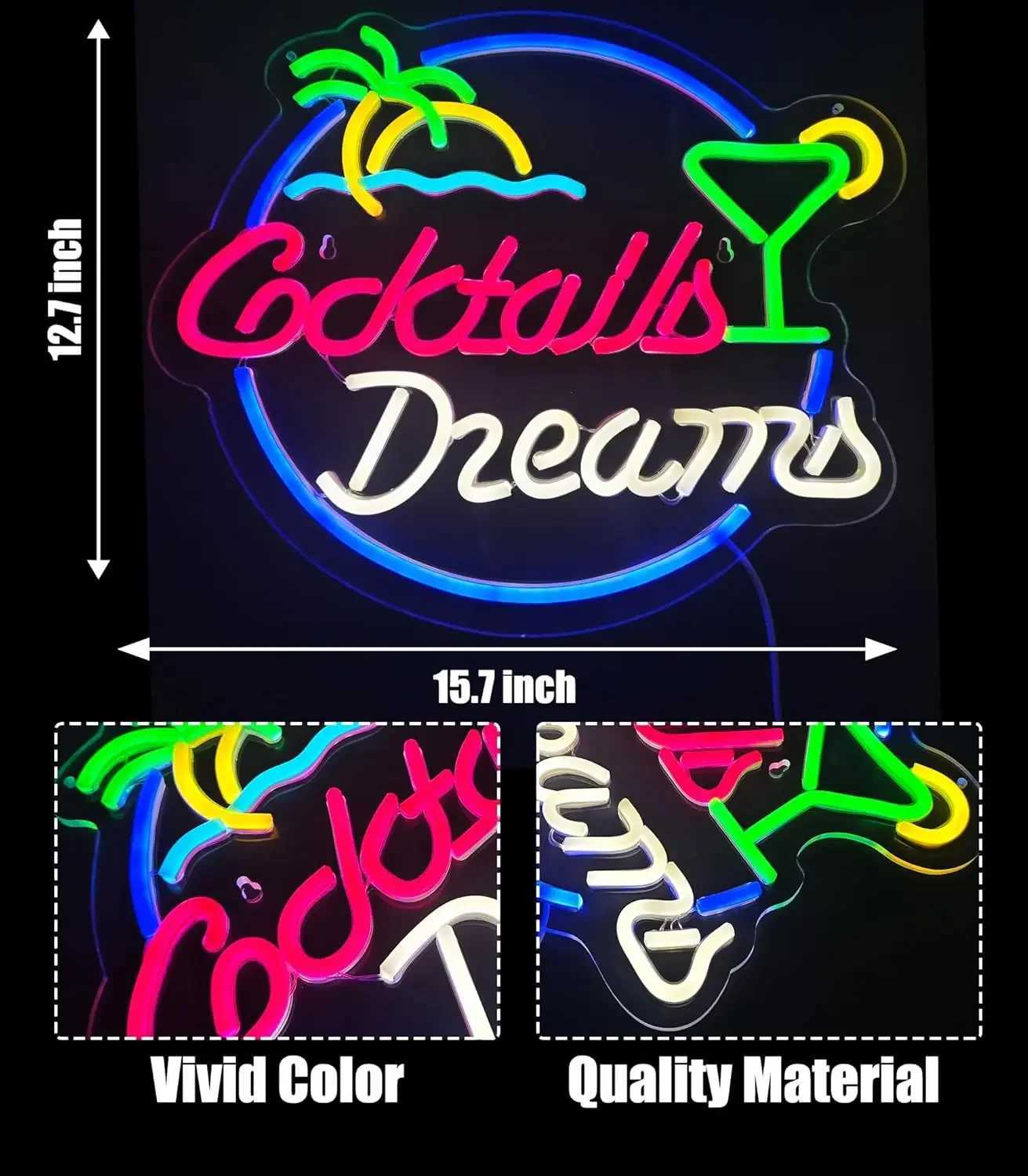 Cocktails Dreams Neon Sign Game LED Neon Light Sign for Man Cave Bedroom Game Room Christmas Gift Night Light Home decorXJ250626