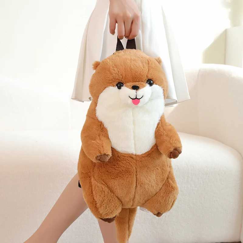 50cm Sea Otter Plush Backpack Cartoon Cute Plush Toy Soft Stuffed Animal Shoulder Bag for Kids Girls Birthday Gifts Y250626