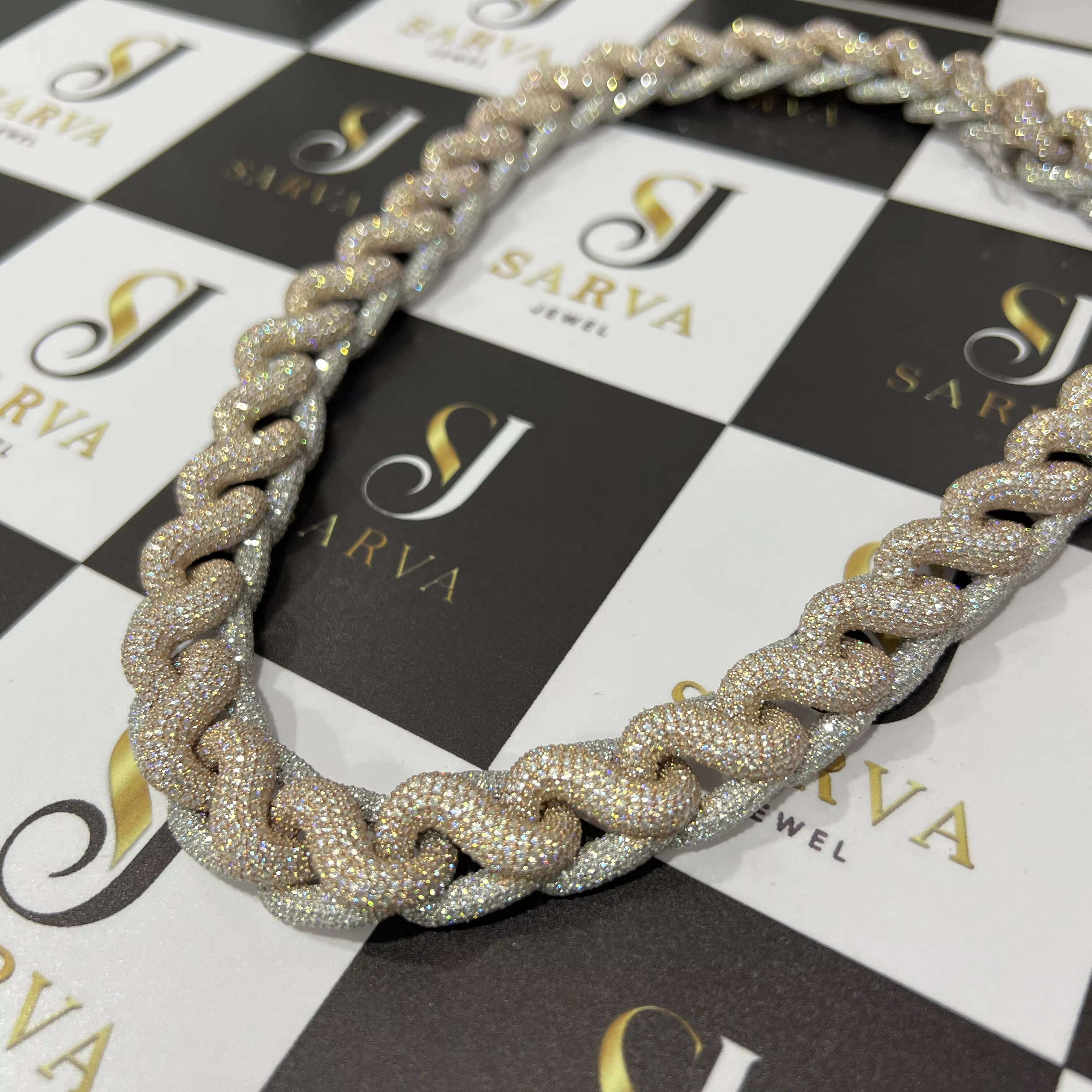 Custom VVS Moissanite Hip Hop Cuban Link Chain Round Cut Diamond Chain High Quality 925 Sterling Silver Cuban Chain for Men