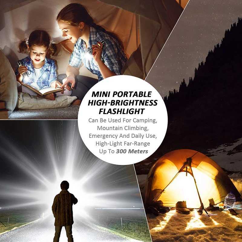 Portable Rechargeable Zoom LED Flashlight Mini Flash Light Torch Lantern 3 Lighting Modes Camping Lamp W250701