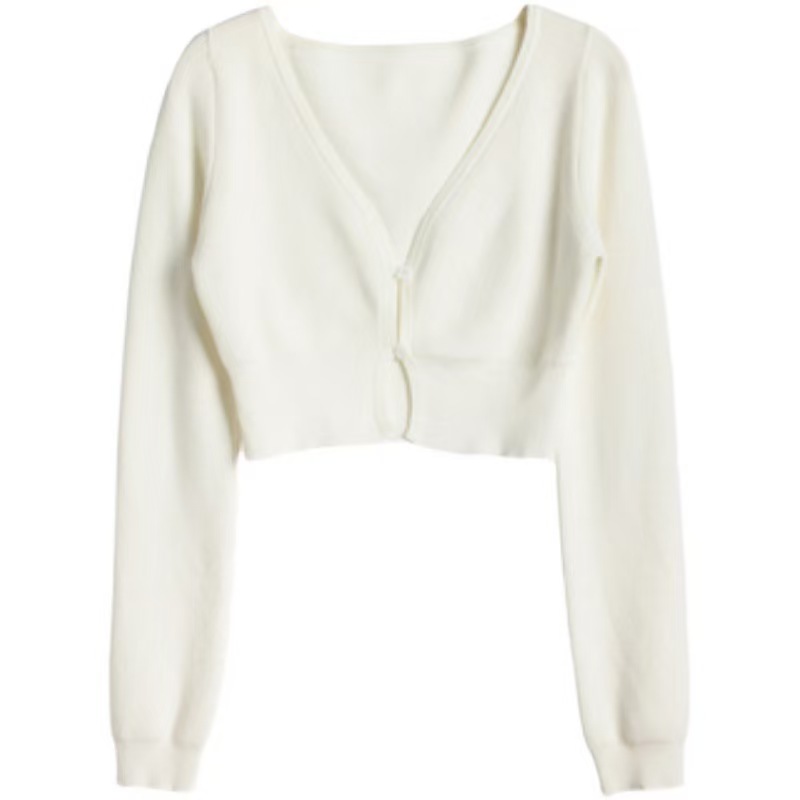 K1162 Ice silk knitted cardigan jacket for women long sleeves spring and summer thin shawl sun protection air conditioning shirt outer short top