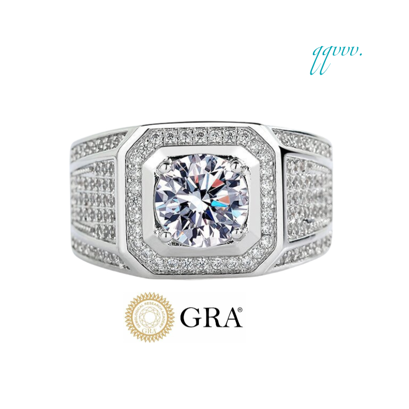 3ct VVS Moissanite Diamond 14k White Gold Moissanite Ring Ri Punk MenS Wedding Rings OACOCA