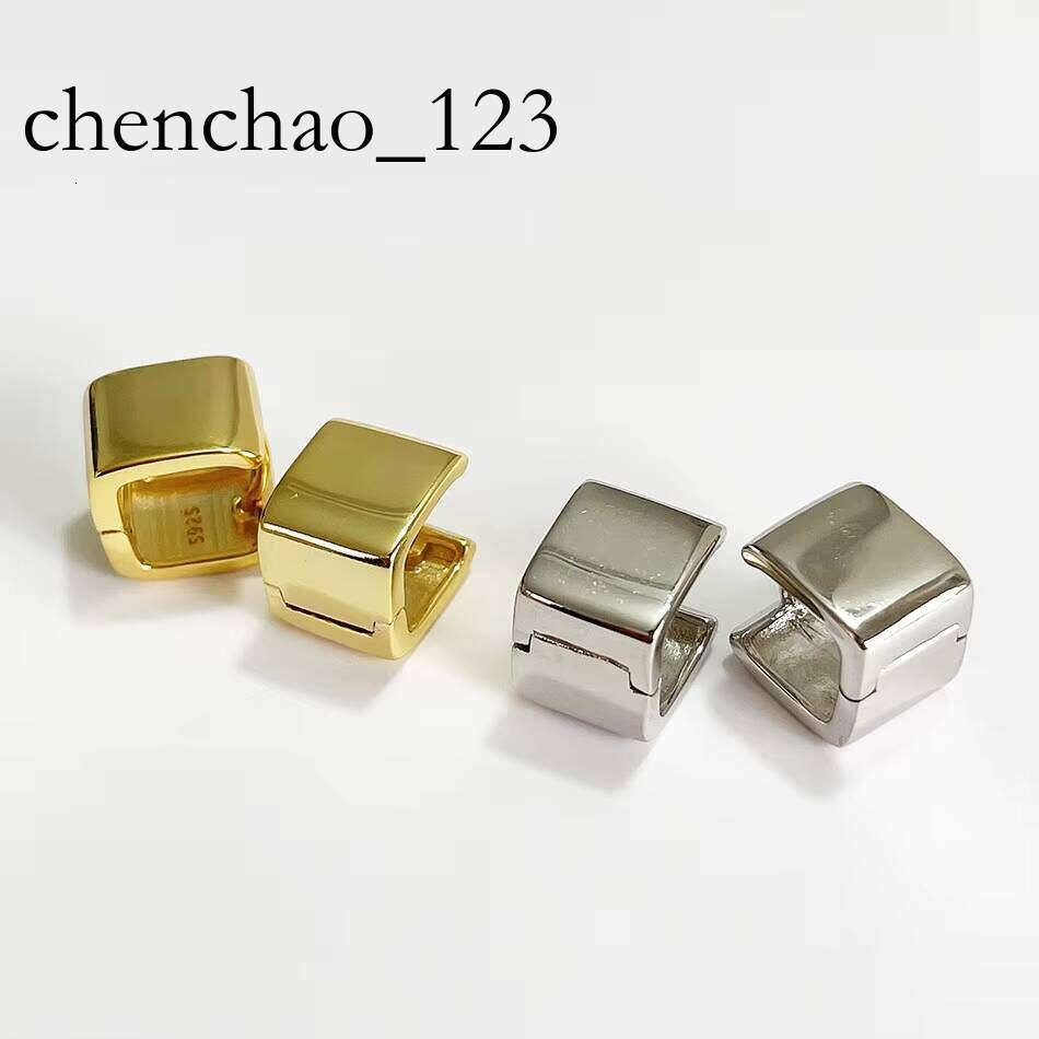 Sterling Sier Square Wide Edition Hies Earring Button Ear Nail Fashion Woman Hoop Earrings