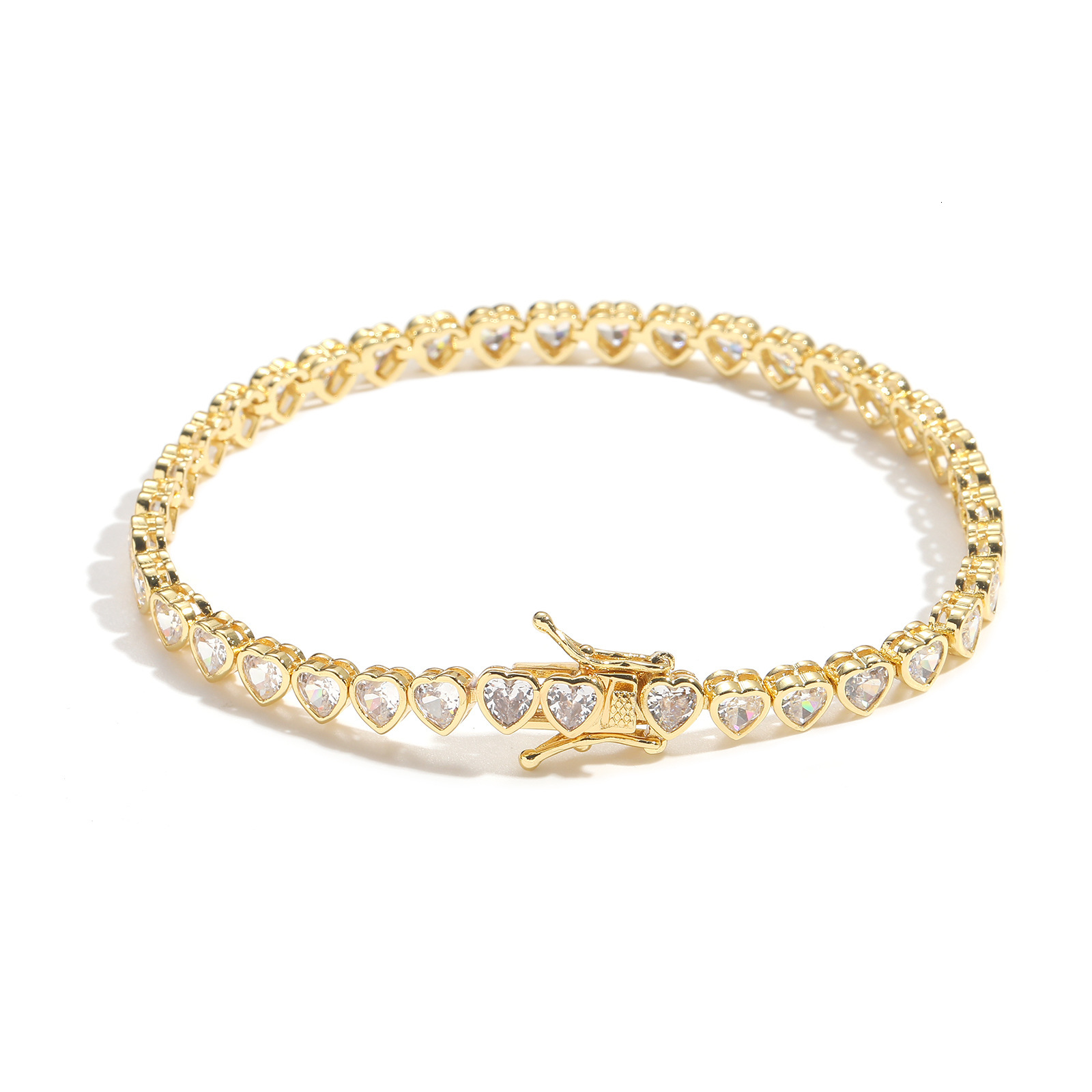 5MM Hip Hop Heart Tennis Chain Couple Bracelet - Stackable Minimalist Moissanite Iced Out Love Jewelry Passes the Diamond Tester