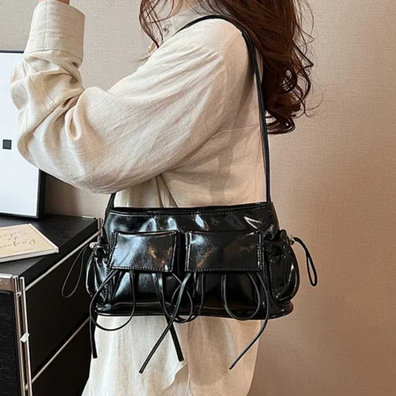 Double Pockets Design PU Leather Shoulder Bags for Women 2025 New Fashion Trend Crossbody Bag Females Silver Handbags XJ250627