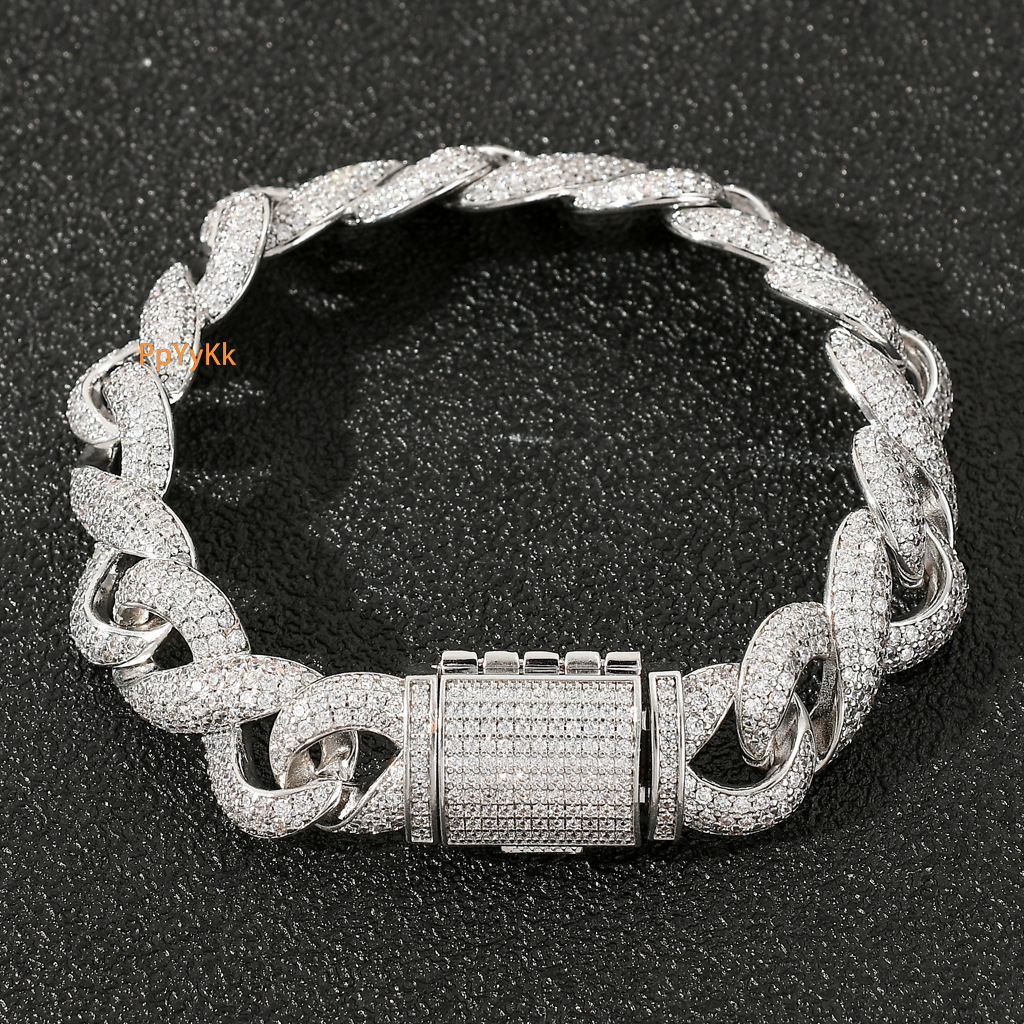 New Arrival Infinity Cuban Chain Hip Hop Bracelet Moissanite Iced Out 18K Gold Plated Statement Jewelry Passes the diamond tester