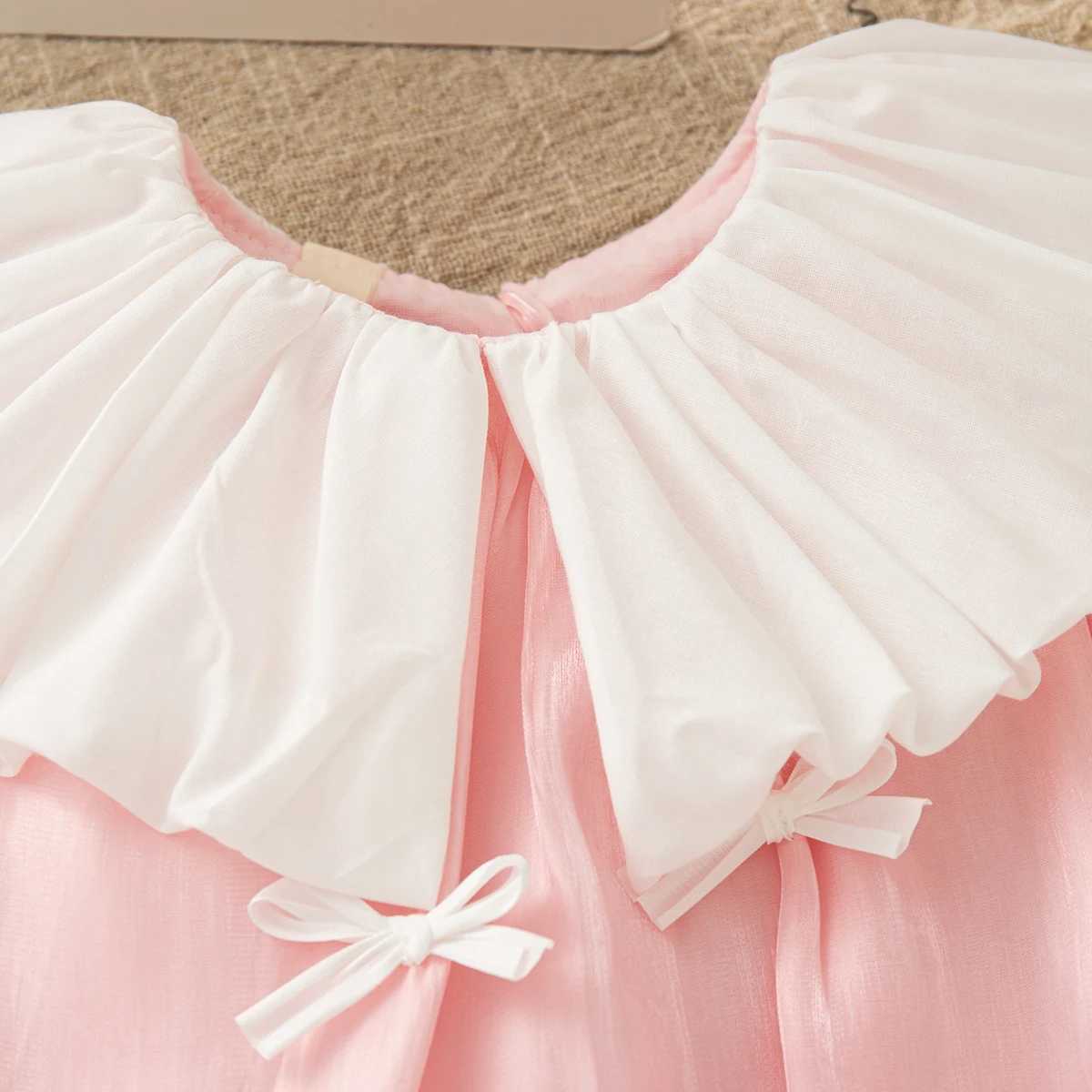 Baby Girl Pink Princess Dress Korean Style Bow Decoration Doll Collar Sleeveless Dress Summer Elegant Girl Party Dress R250707