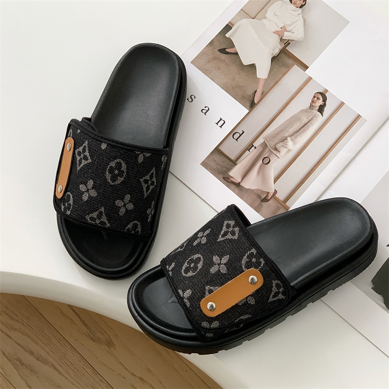 new free shipping designer slippers outdoor indoor casual sandals breathable beach shoes fashion vintage sliders for woman black blue pink coffee