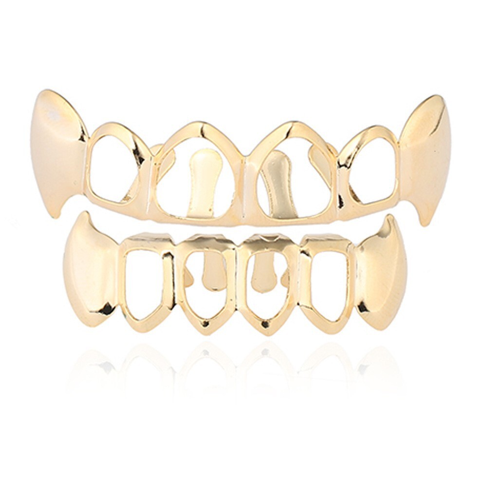 New Arrival Hip Hop Hollow Fangs Gold Grillz Halloween Masquerade Trendy Dental Accessories Rapper Costume Accessories