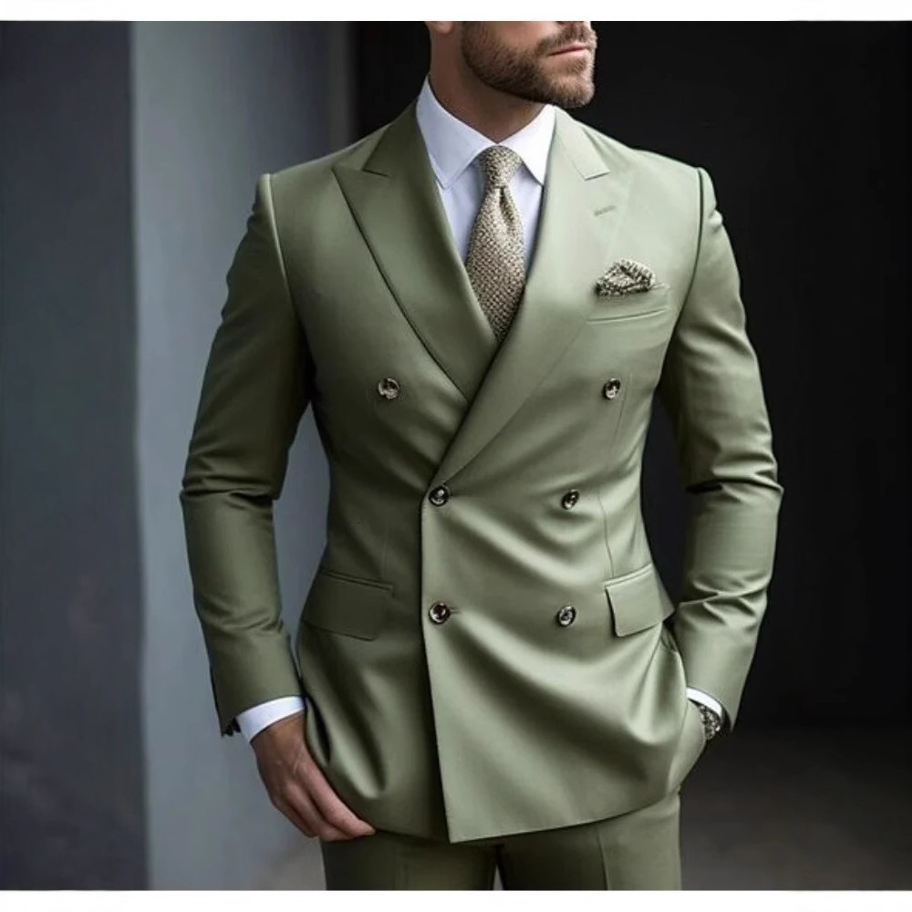 Men's Two-Piece Casual Business British Style Suit Groomsman Host High-End Formal Wear