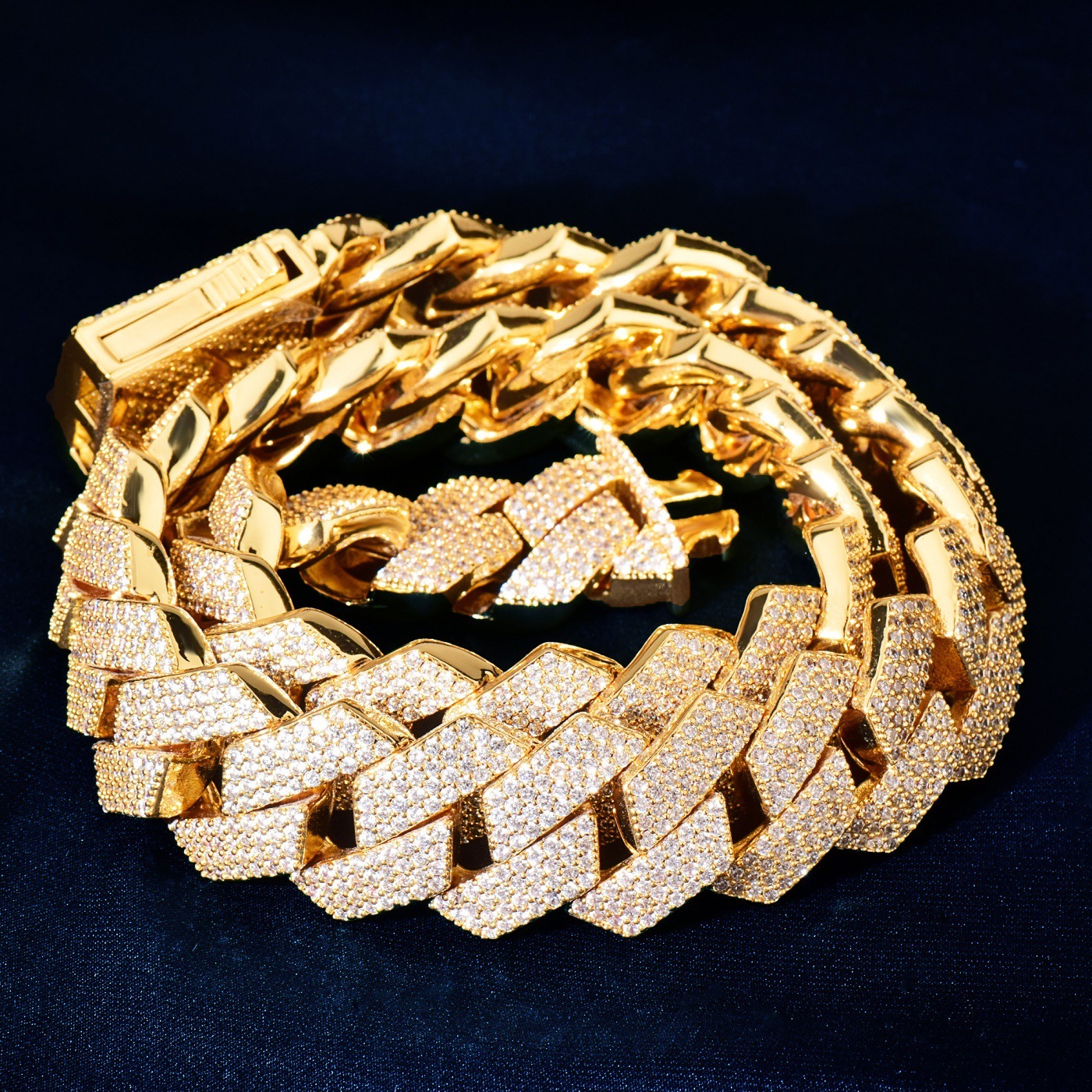 20MM Luxury VVS Moissanite Iced Out Hip Hop Rhombus Cuban Chain Spring Clasp Multi-Size Edgy Statement Jewelry Pass the diamond tester