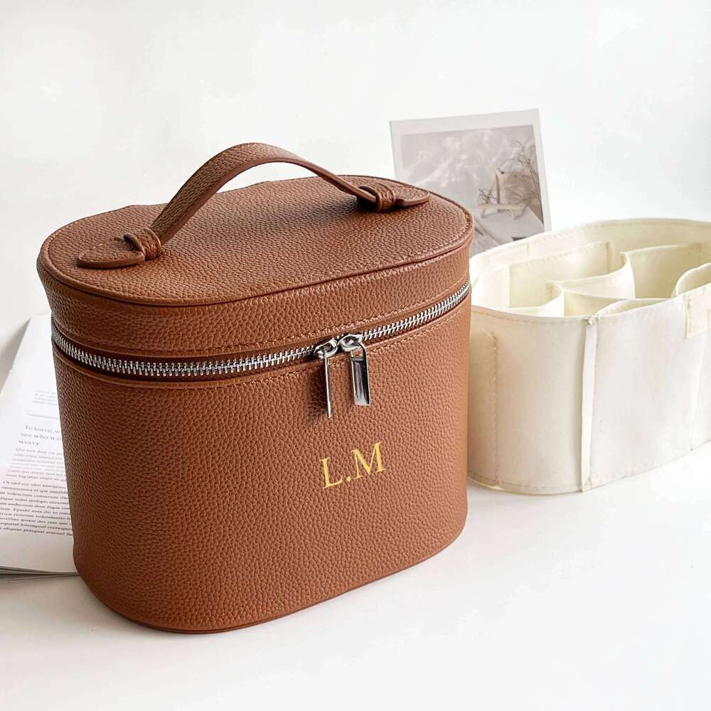 Custom Name New Hot Pebble Leather Removable Separate Washing Travel Portable Storage Cosmetic Bag