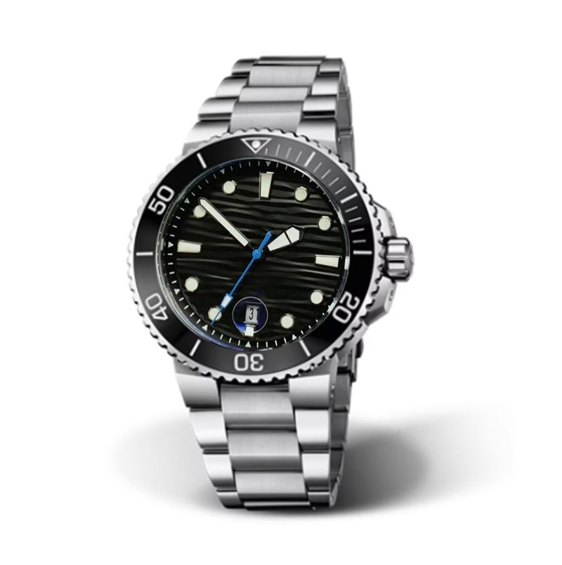 New men's mechanical wristwatch features a stainless steel case with an automatic mechanical movement inside