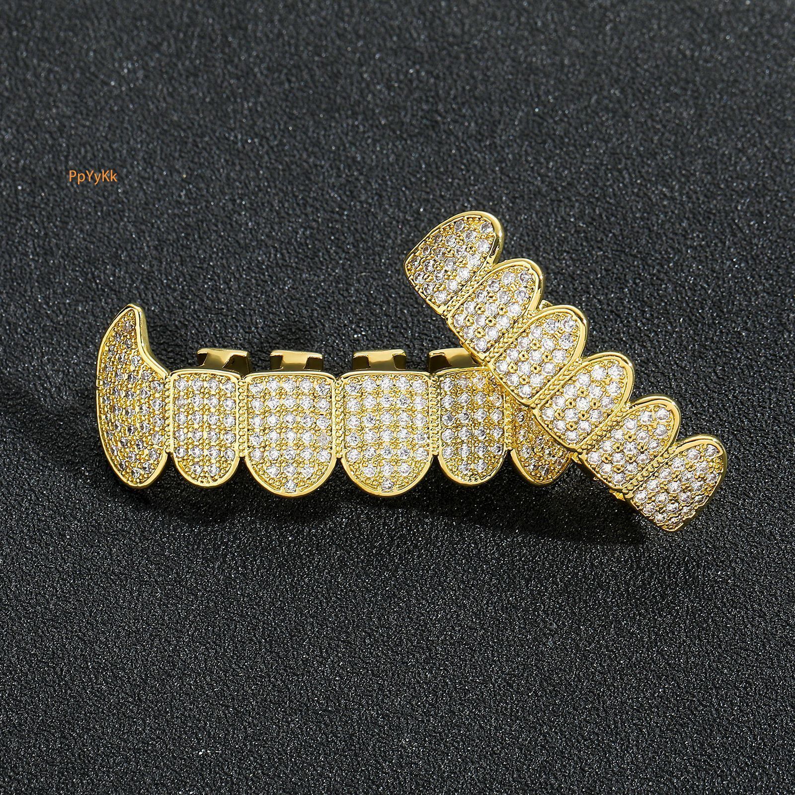 New 18K Gold Plated Moissanite Iced Out Hip Hop Grillz Unisex Luxury Halloween Statement Rapper Costume Accessories