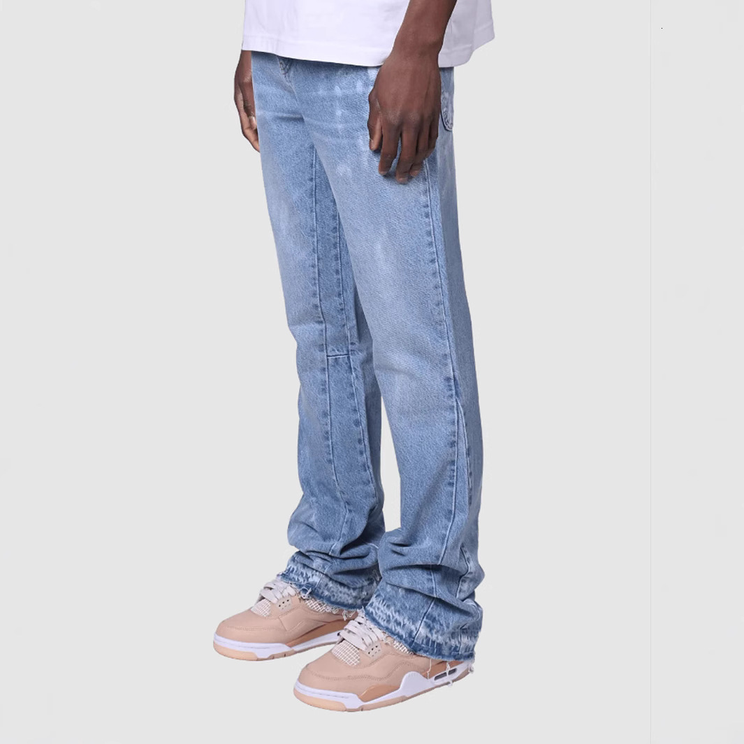 Designer men's jeans Cross-border New Men's Denim Straight Pants European and American Street Fashion Ins Hot Elastic Denim Straight Pants L