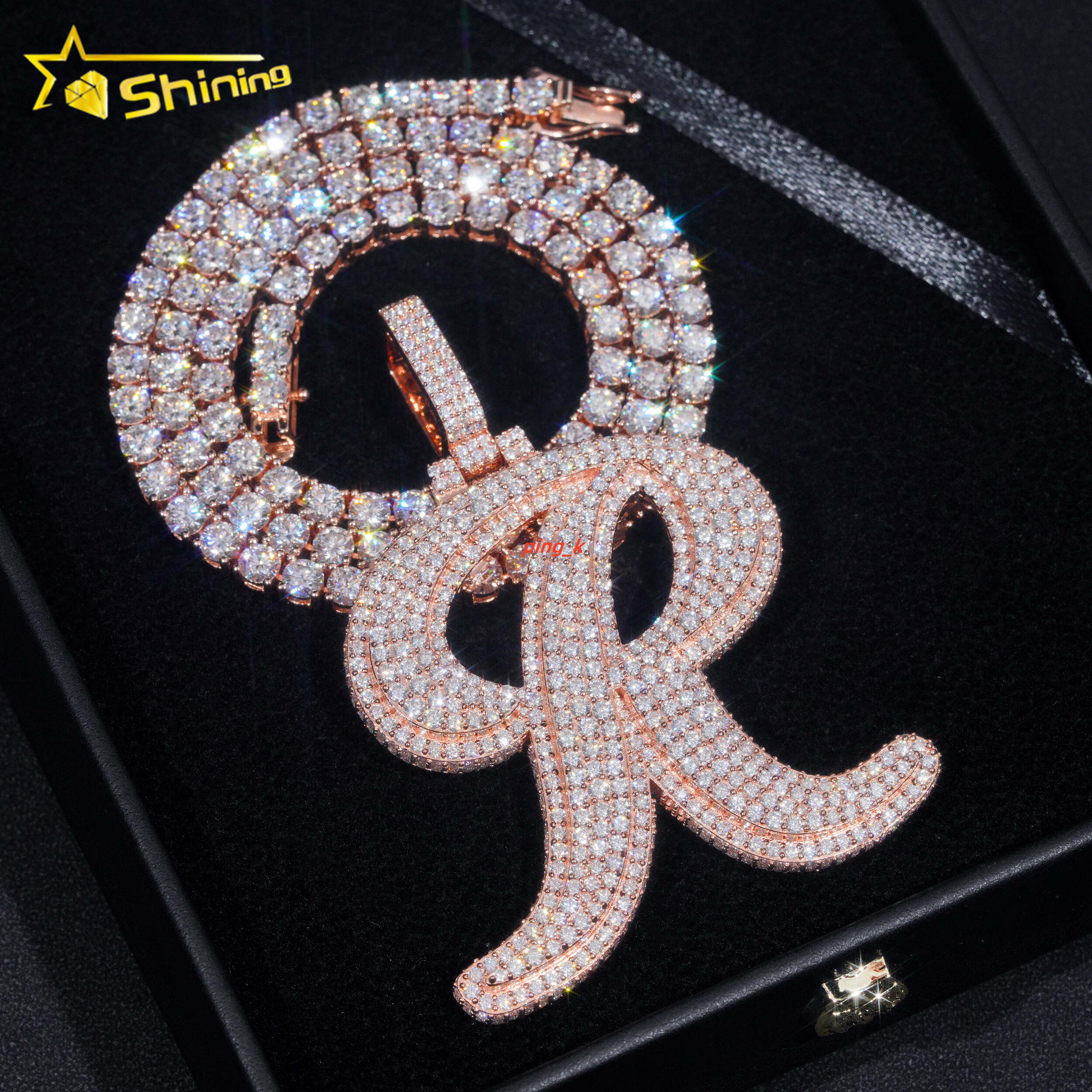 Initial Letter R Pendant Hip Hop Vvs Moissanite Diamond Iced Out Pendant Pass Diamonds Tester Fine Jewelry