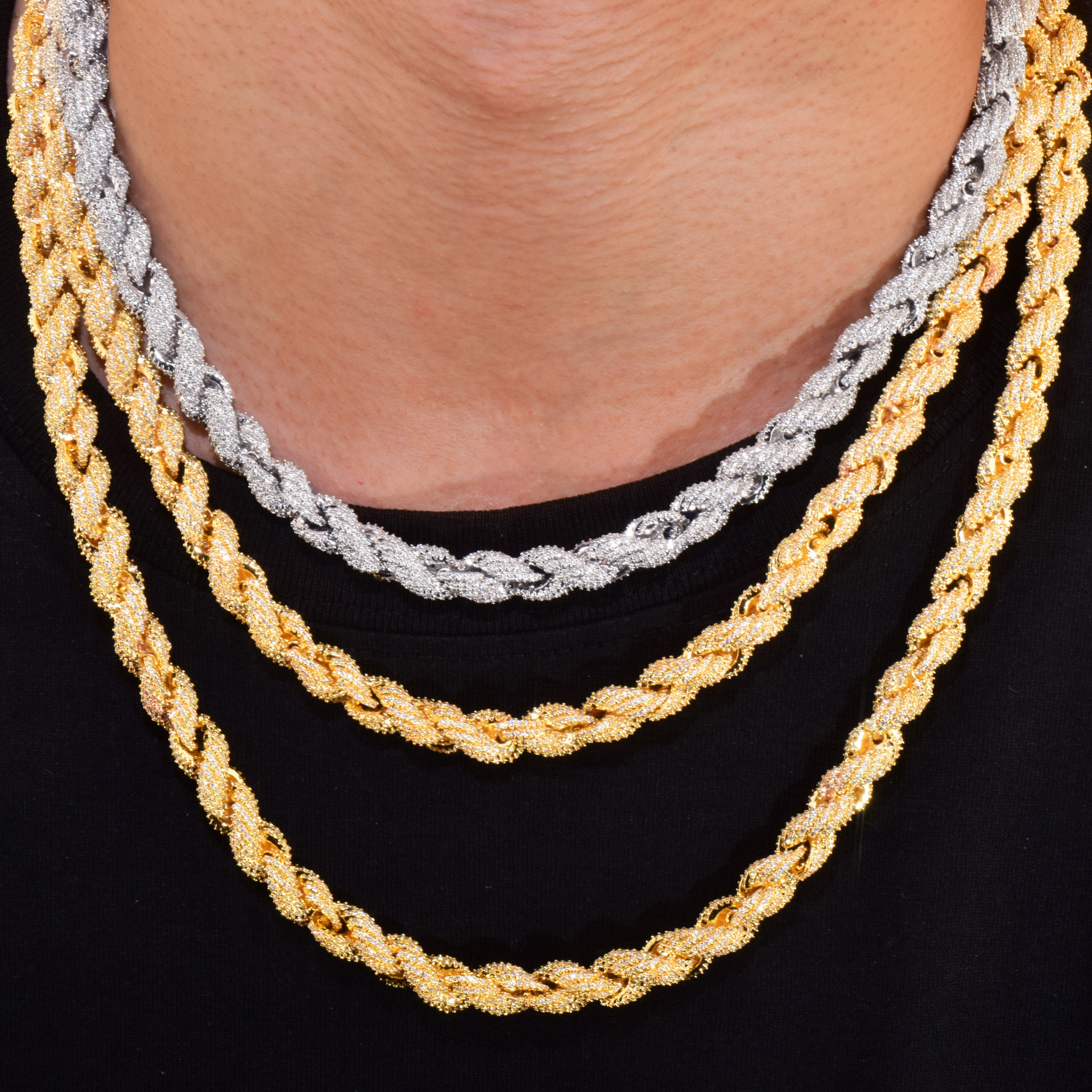 Luxury VVS Moissanite Iced Out Hip Hop Twist Chain Braided Bling Unisex Versatile Statement Jewelry Pass the diamond tester