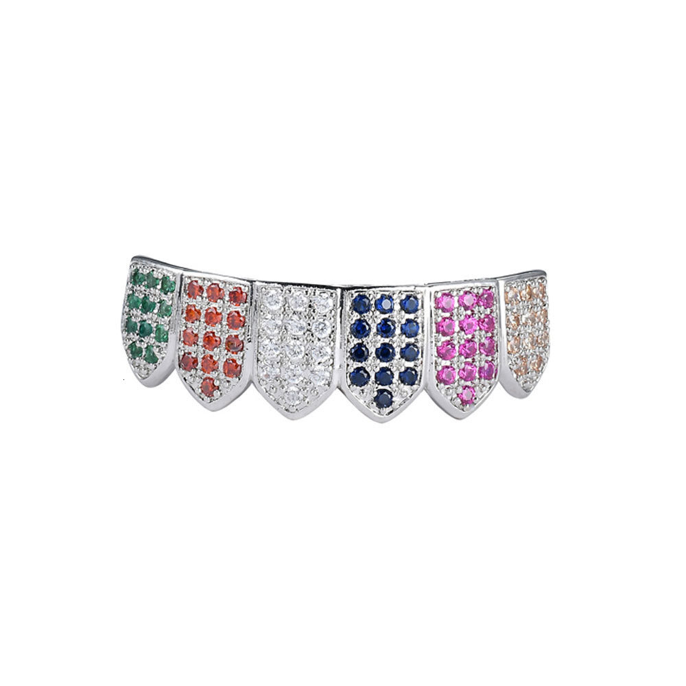 Hip Hop Men's Rainbow Iced Out Moissanite White Gold Premium Grillz Personalized Bling Accessories Pass the diamond tester