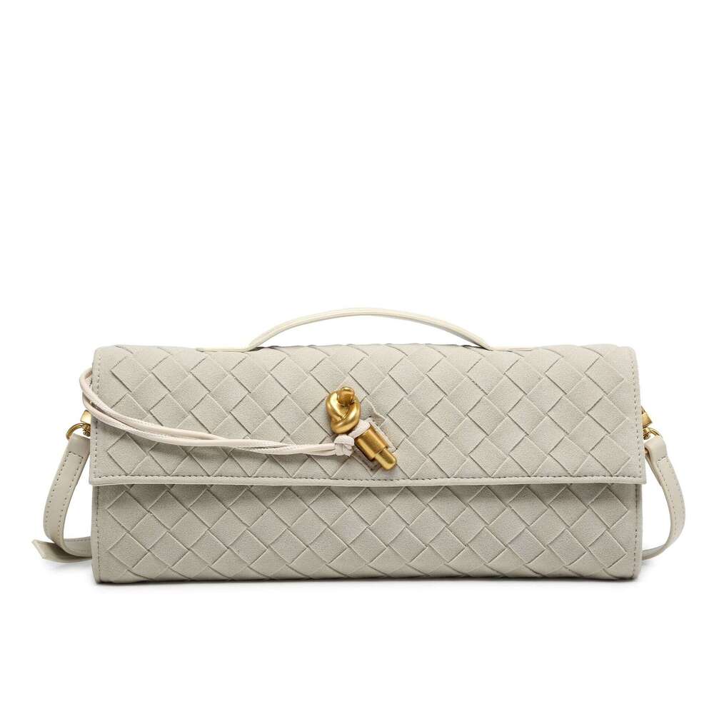 Designer luxury suede new woven evening wear shoulder lock horizontal handbag