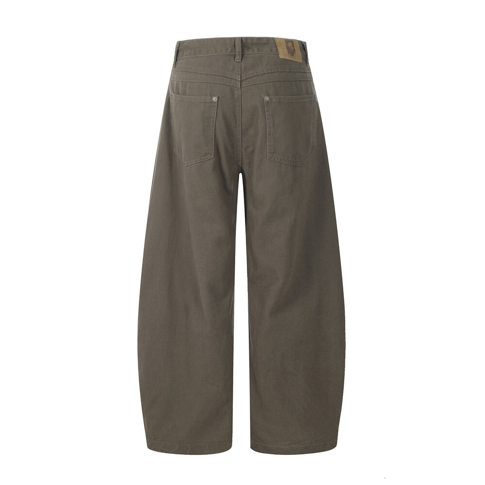 Designer Men's Jeans, Wide-leg Jeans, Curved Knife Pants, Retro Fashion, Men's Pleated Design Sense, Solid Color, Versatile Work Pants, Loos