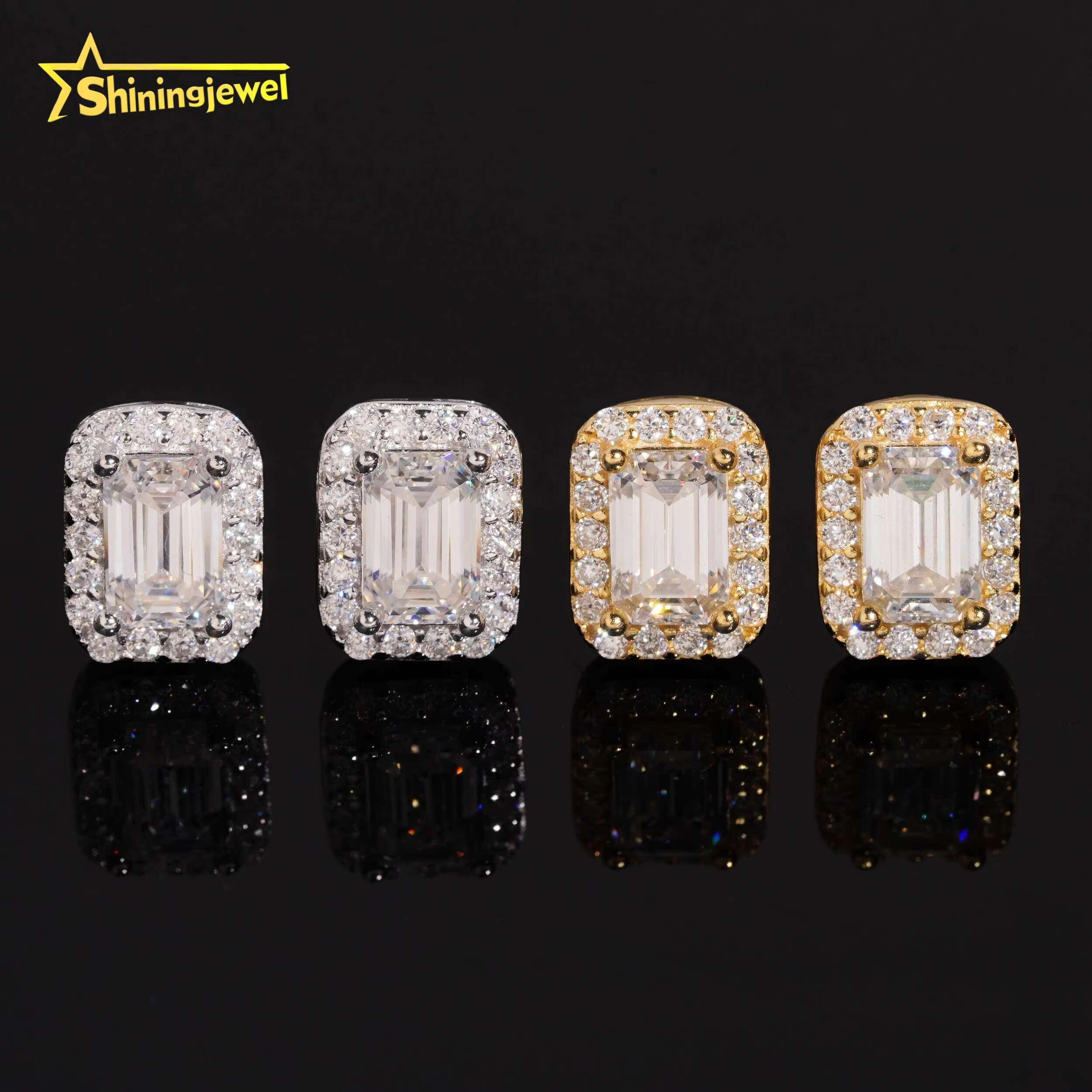 High Grade Fine Jewelry Pass Tester Stocks 925 Sterling Silver VVS Diamond Moissanite Stud Earring Men Earrings