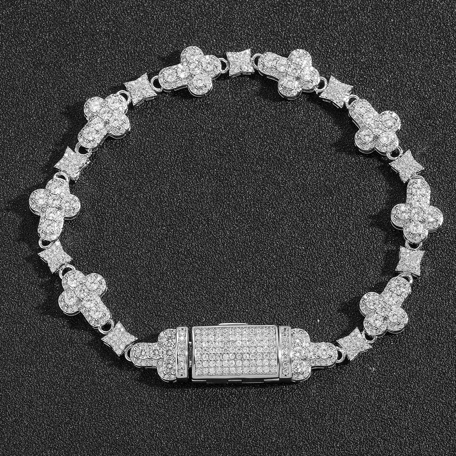 Unisex 10MM Cross Iced Out Moissanite Bling Bling Luxury Hip Hop Bracelet Trendy Unique Niche Jewelry Pass the diamond tester