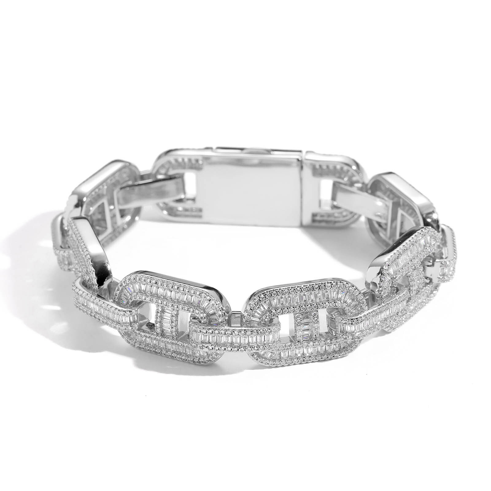 Men's 15MM T Square VVS Moissanite Iced Out Bling Bling Luxury Rapper Hip Hop Bracelet High-End Accessory Pass the diamond tester