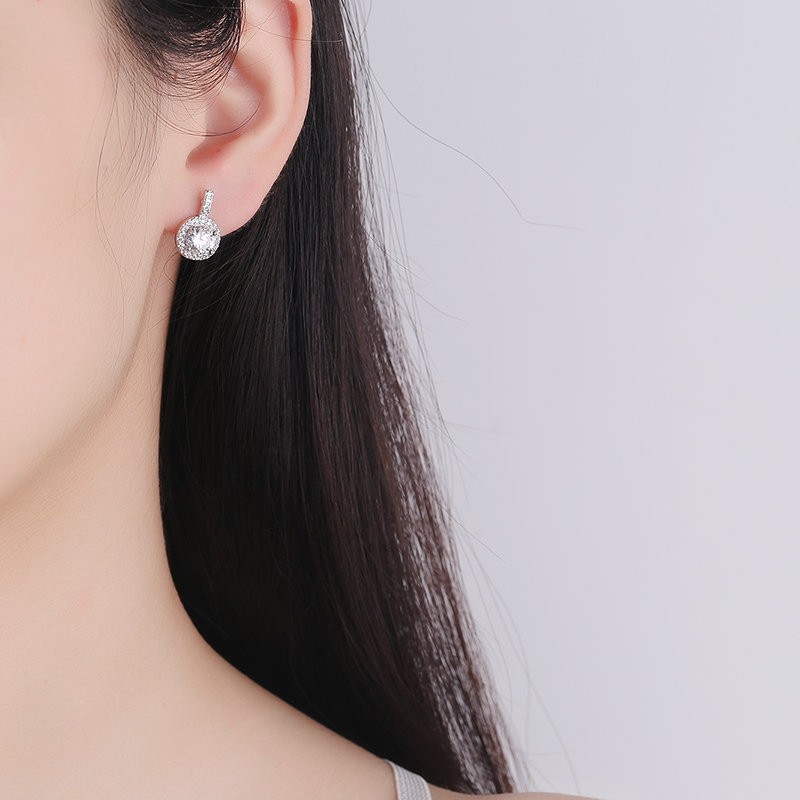 Rulalei Ins Top Sell Stud Earrings Luxury Jewelry Pure 925 Sterling Silver Round Cut 1Ct White Lab Moissanite Diamond Party Women Elegant Lady Ear Gif
