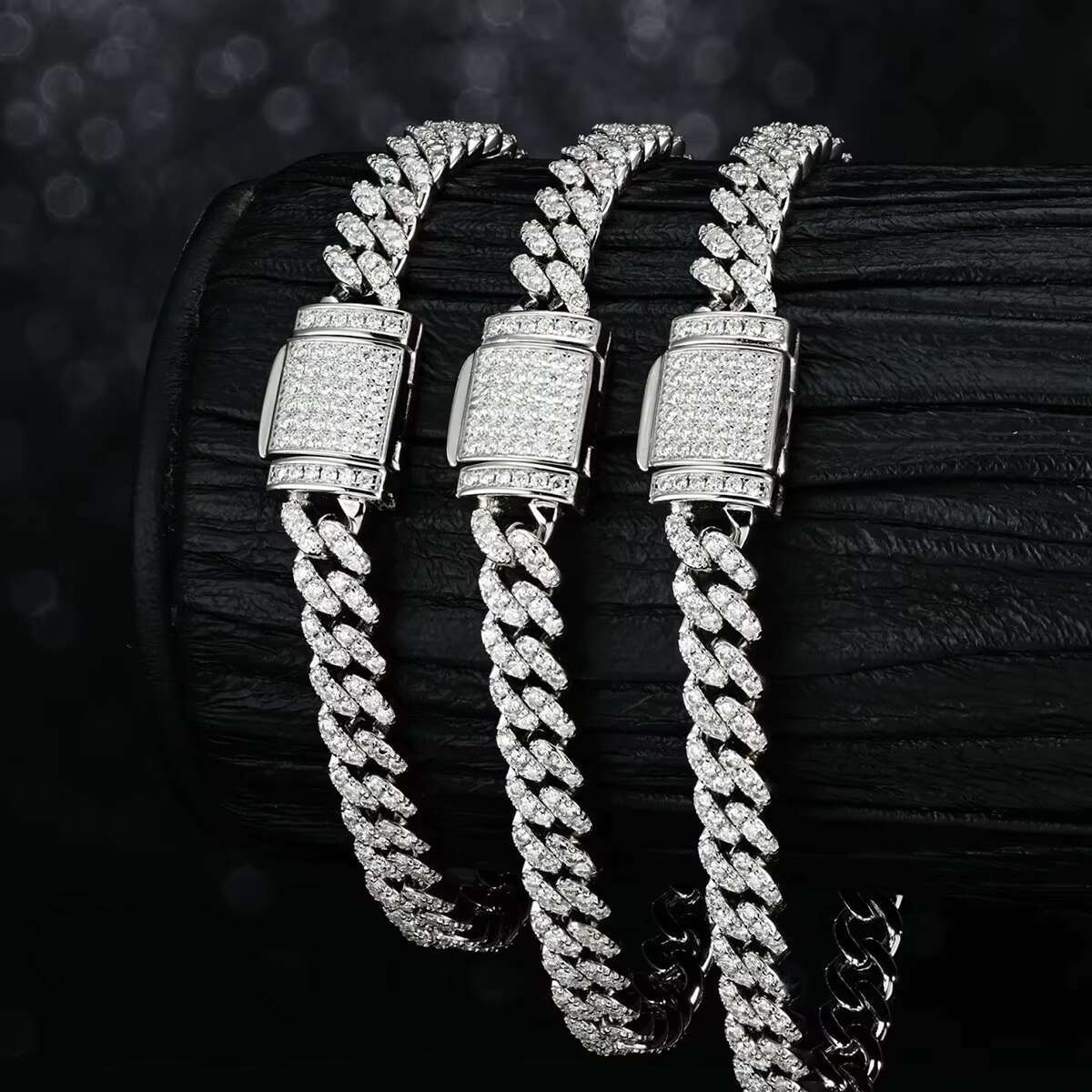 moissanite bracelet 6mm One Row 925 Sterling Silver Iced Out Gra Certificates Pass Diamond Tester Vvs Moissanite Cuban Link Chain Necklace