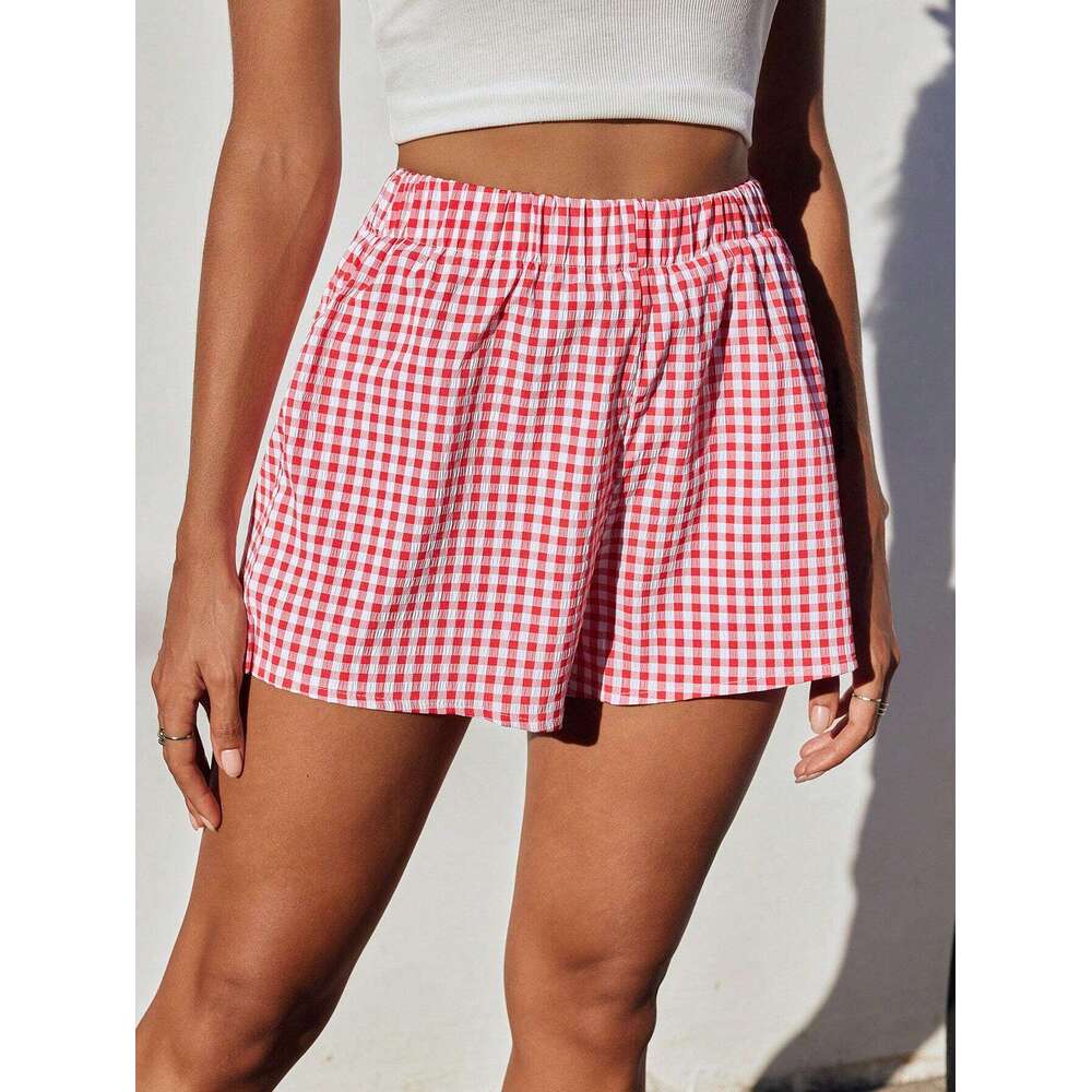 Cross-Border New Retro Print Dopamine Color Casual Shorts Plaid Striped Versatile Fashion Loose Pants