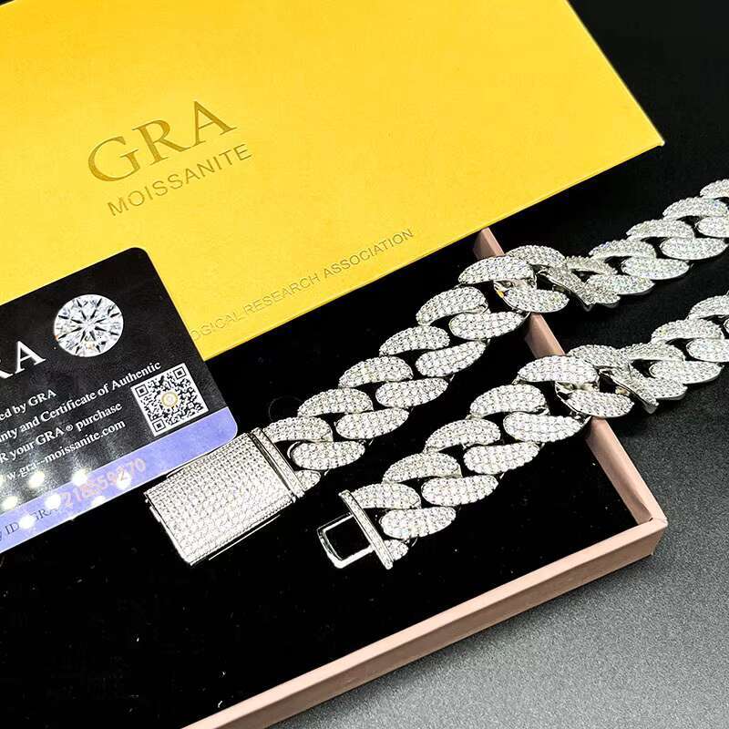 14MM Iced Out Bling Diamond Hip Hop Miami Wholesale Cuban Link Chain Jewelry Moissanite Cuban Chain