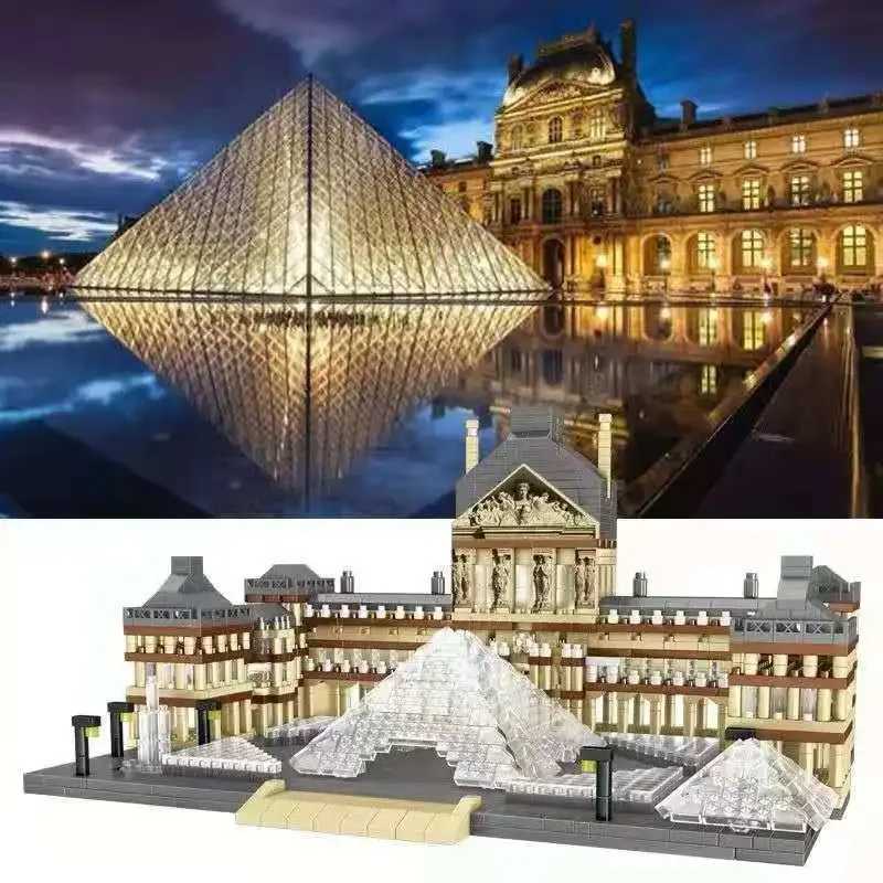 Lezi 8040 World Architecture Mini Building Blocks Paris Louvre Museum 3D Model DIY Diamond Bricks Toy for Children Gifts Y250627