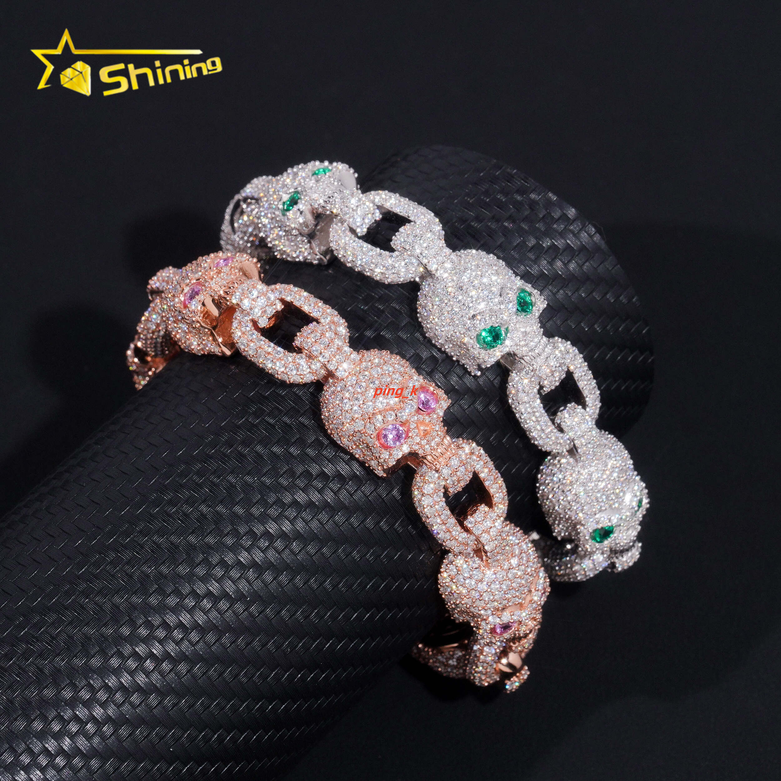 Bling Hip Hop Jewelry 15mm Solid 925 Sterling Silver Gold Plated GRA Custom Skull Iced Out Moissanite Cuban Link Chain Bracelet