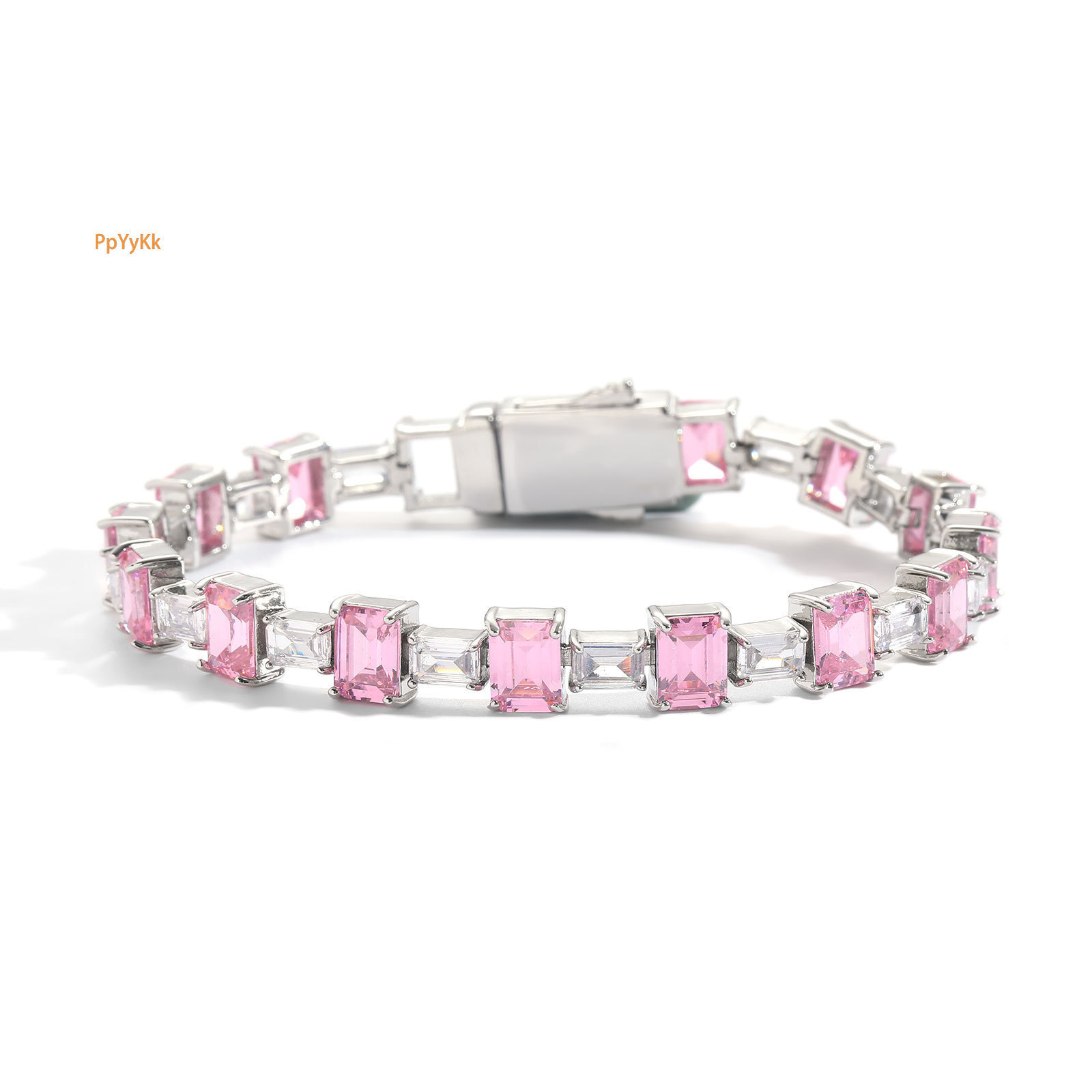 Pink Colorblock Iced Out Moissanite Minimalist Tennis Chain Bling Hip Hop Trendy Brand Bracelet Passes the Diamond Tester