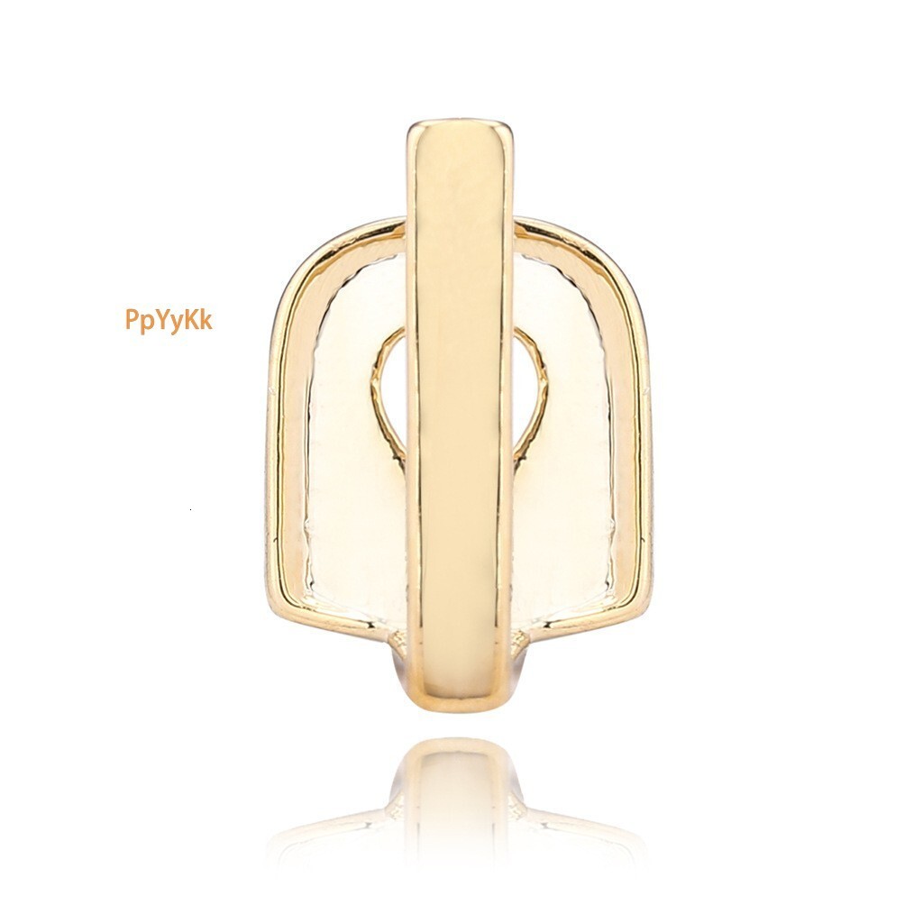 New Arrival Creative Gold Bar Vertical Geometric Single Tooth 18k Solid Gold Hip Hop Halloween Grillz Rapper Costume Accessories