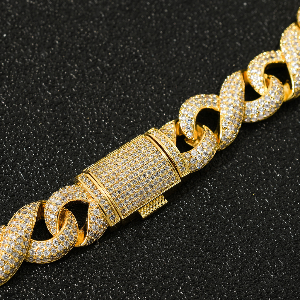 New Arrival Infinity Cuban Chain Hip Hop Bracelet Moissanite Iced Out 18K Gold Plated Statement Jewelry Passes the diamond tester
