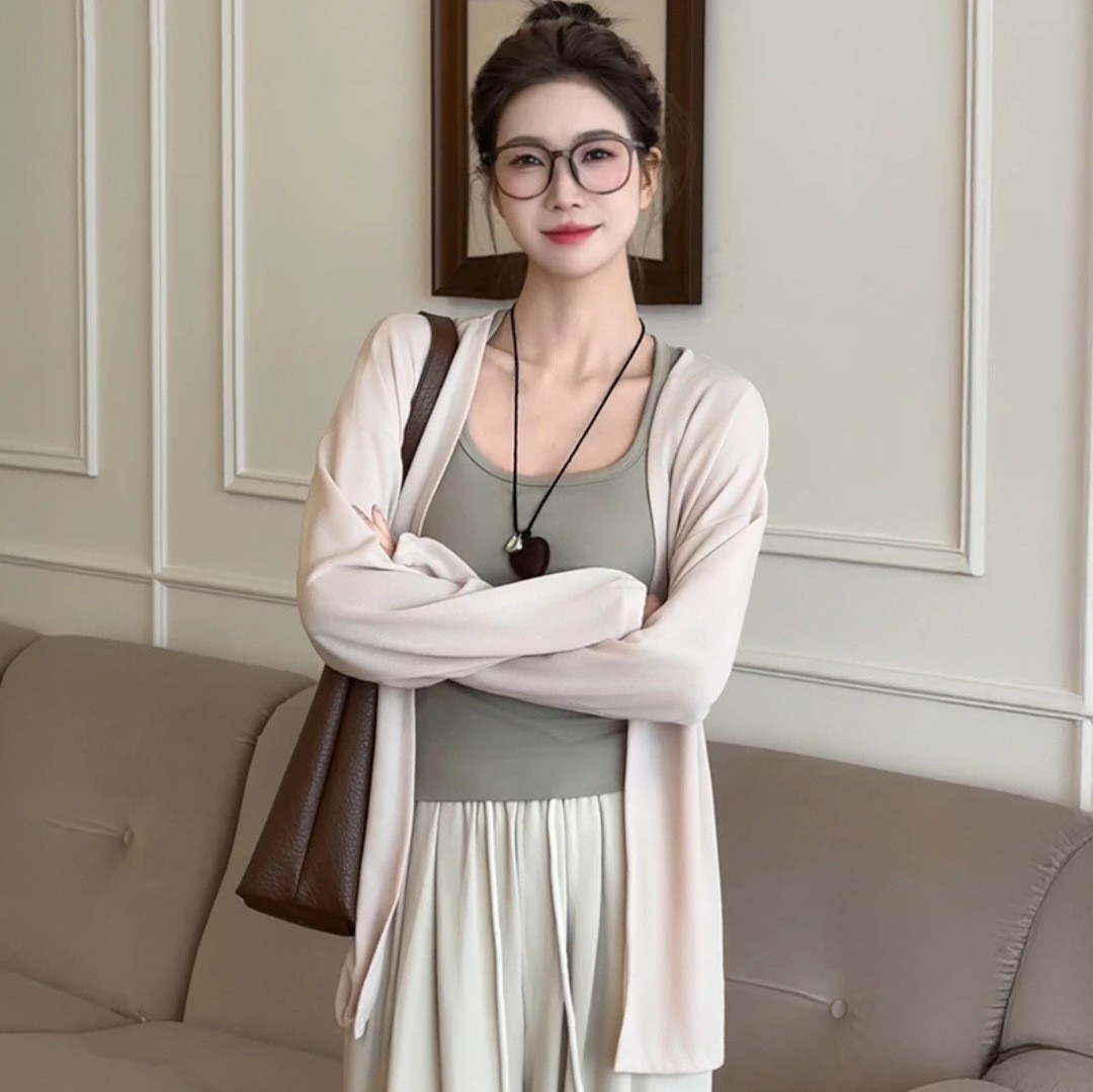 FD215 Summer Korean loose air conditioning blouse thin temperament women's cardigan