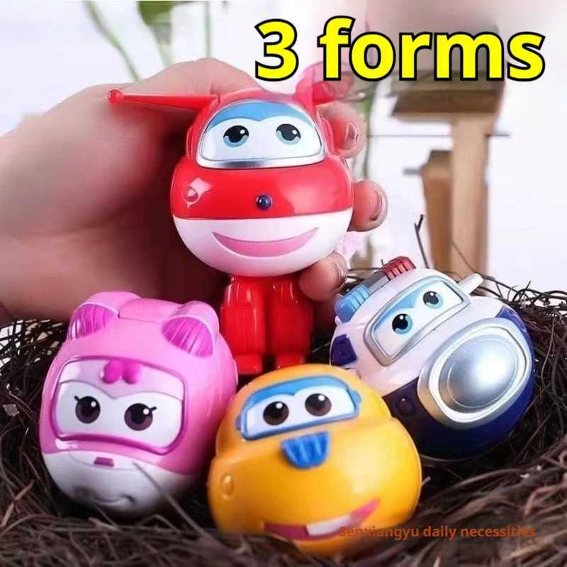 8/10pcs Set Super Wings Mini Transformable Eggs Anime Figurine Transformation Toys Jett Deformation Robot Aircraft 3 Forms X250628