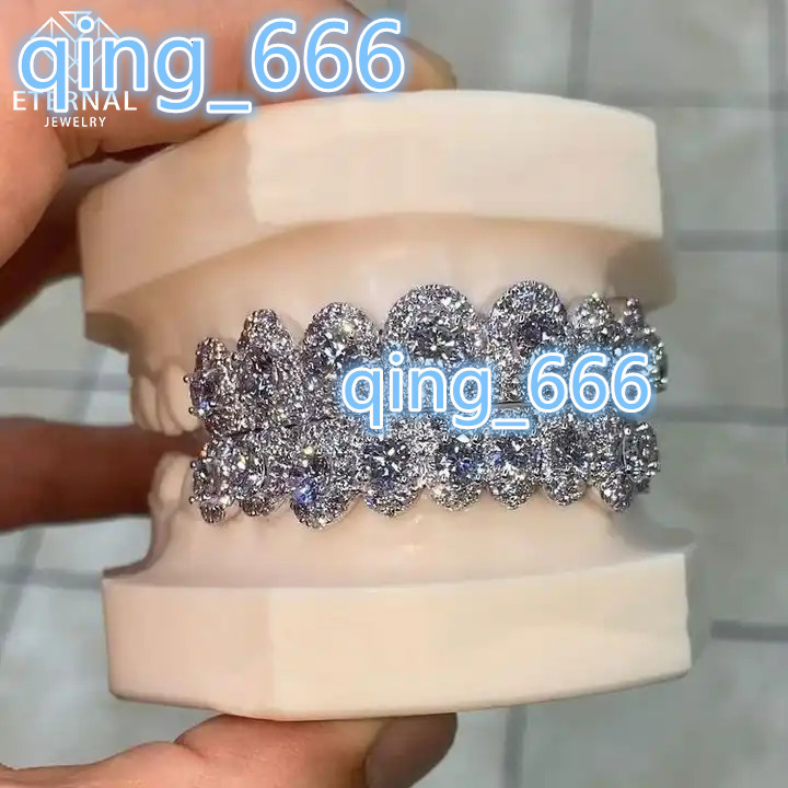 Flawless BBHONEYCOMB Big Stones S925 Silver 10K 14K 18K Solid Gold VVS Moissanite Lab Diamond Iced Out Grillz for Teeth