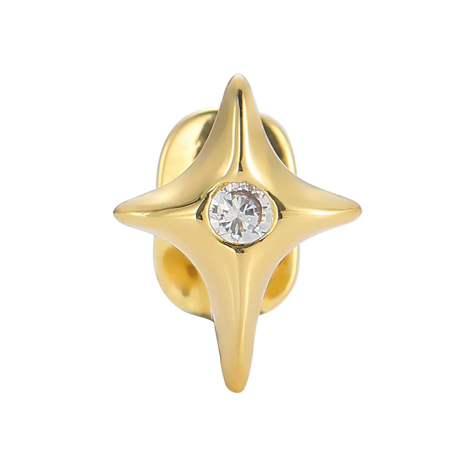 New Arrival 18K Gold Iced Out Star Pentagram Zircon Diamond Grillz Bling Hip Hop Creative Luxury Tooth Accessory
