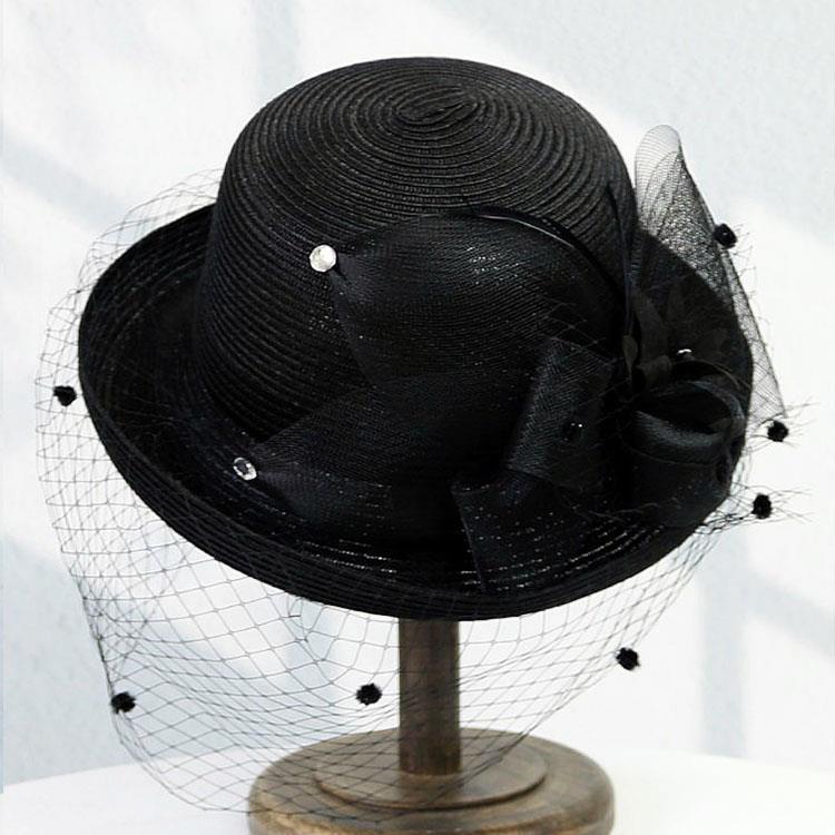 Womens Summer Round Top Fisherman Hat with Mesh Flower Edge Elegant British Socialite Bucket Hat Sun Protection Hat 250410