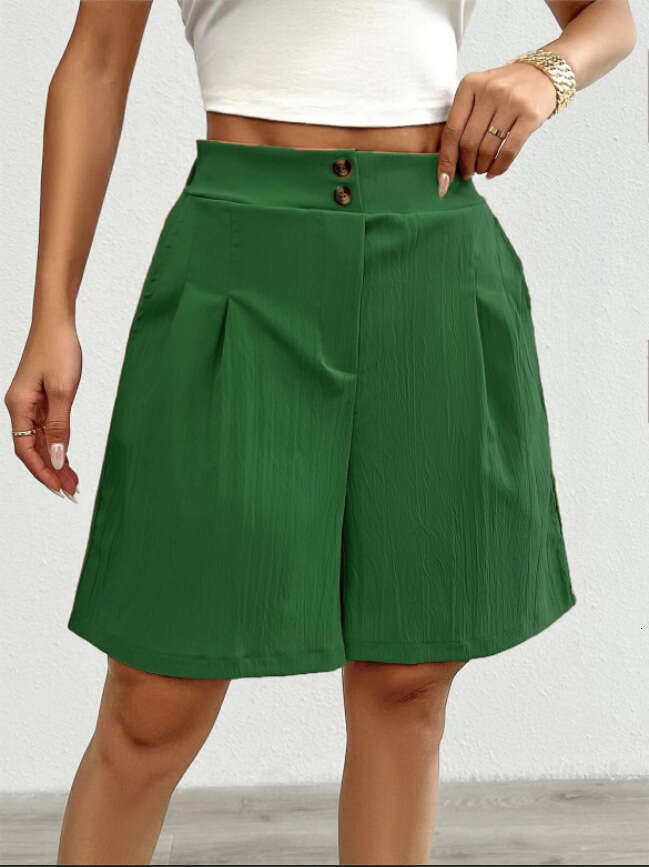 Independent Station Foreign Trade Summer New European and American Womens Fashion Cross-Border Solid Color High-Waisted Shorts for Women Summer