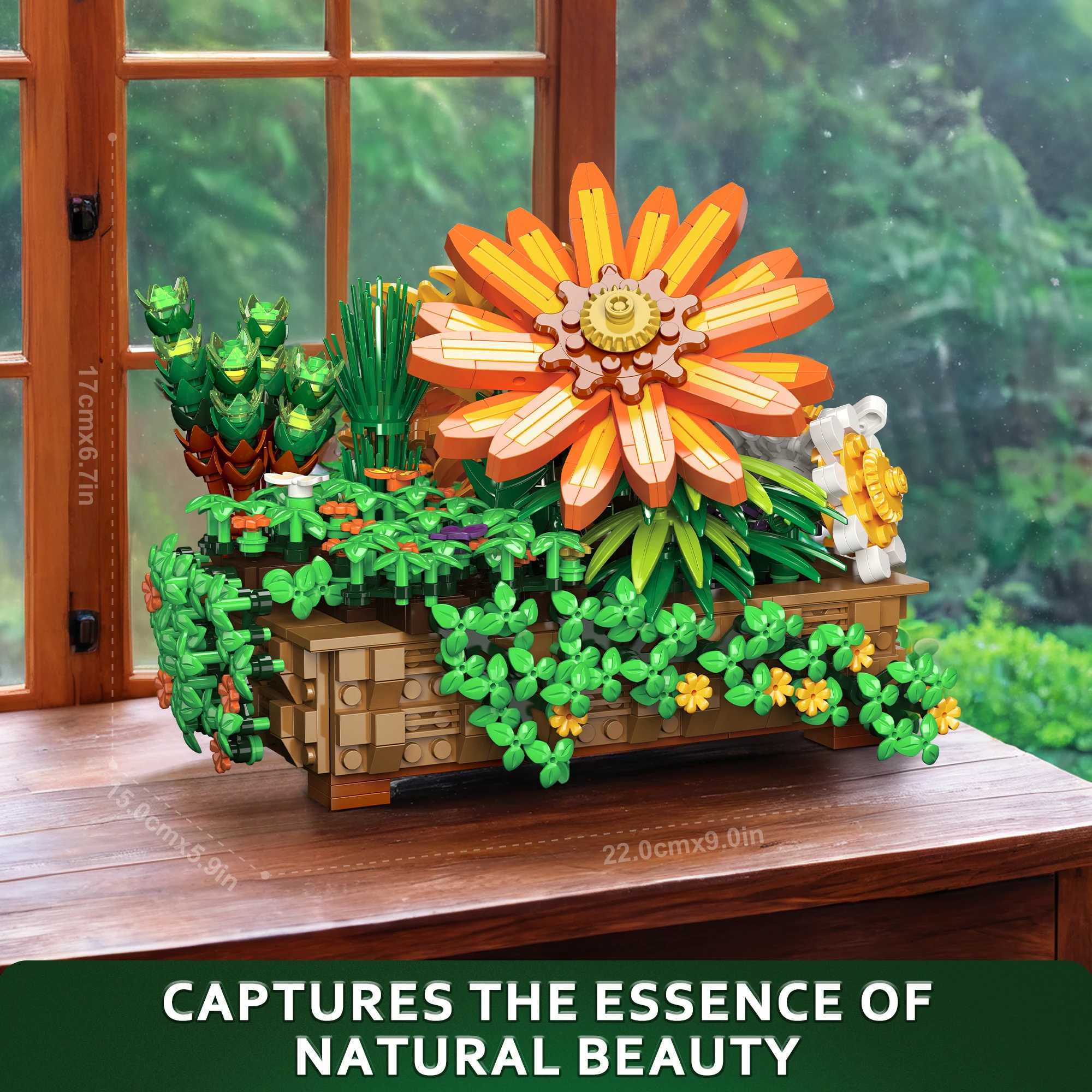 EDUCIRO Flower Botanical Bonsai Building Set - 924pcs Gift for Home Decor Adults and Kids Sunflower Chrysanthemum Y250627