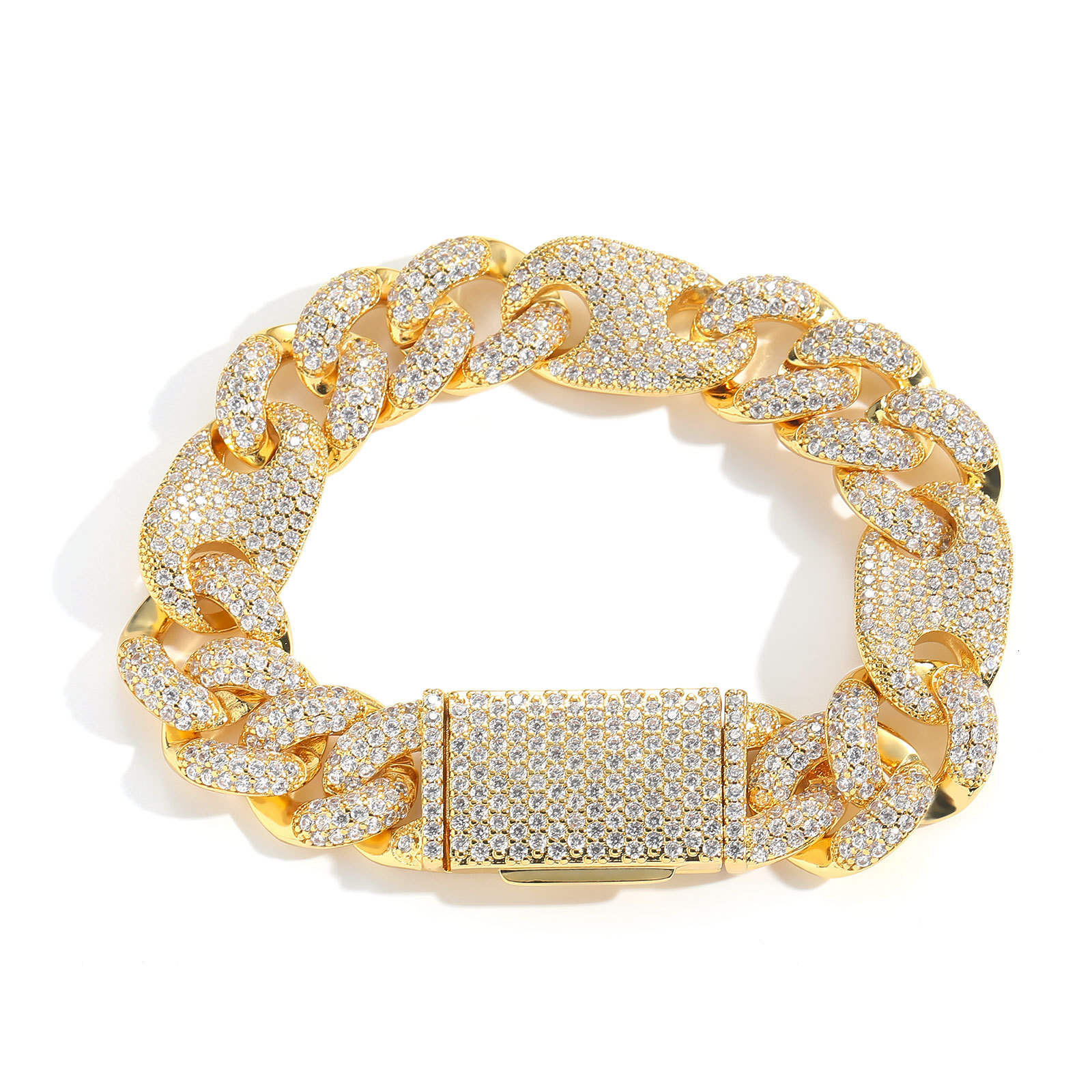 15MM 3:1 Pig Nose Bubble Cuban Chain VVS Moissanite Iced Out Hip Hop Men's Trendy Statement Bracelet Passes the Diamond Tester