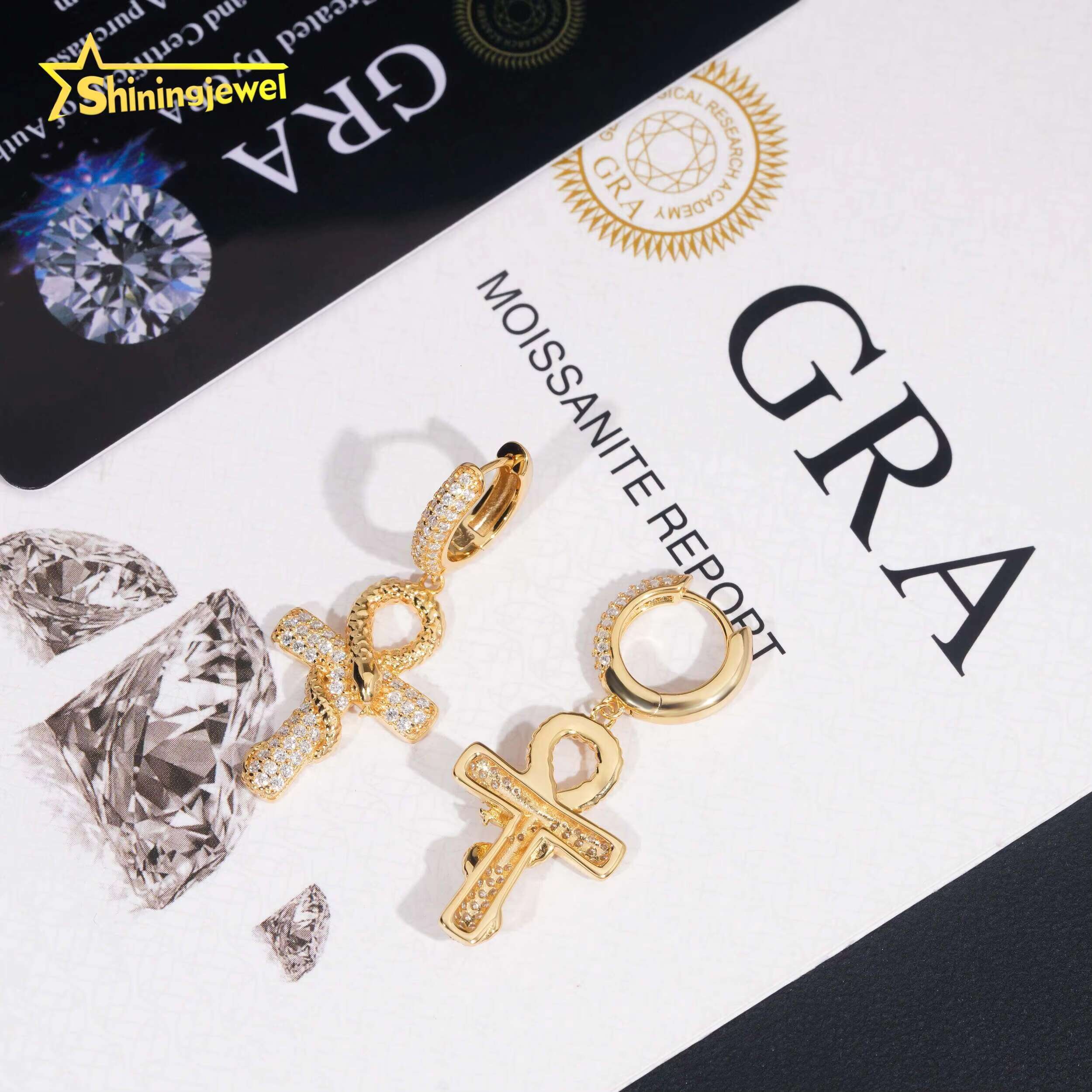 Rapper Cross Style Moissanite Earrings 925 Sterling Silver Hip Hop Jewelry Custom High Quality Missanite Ear Studs Daily Wear